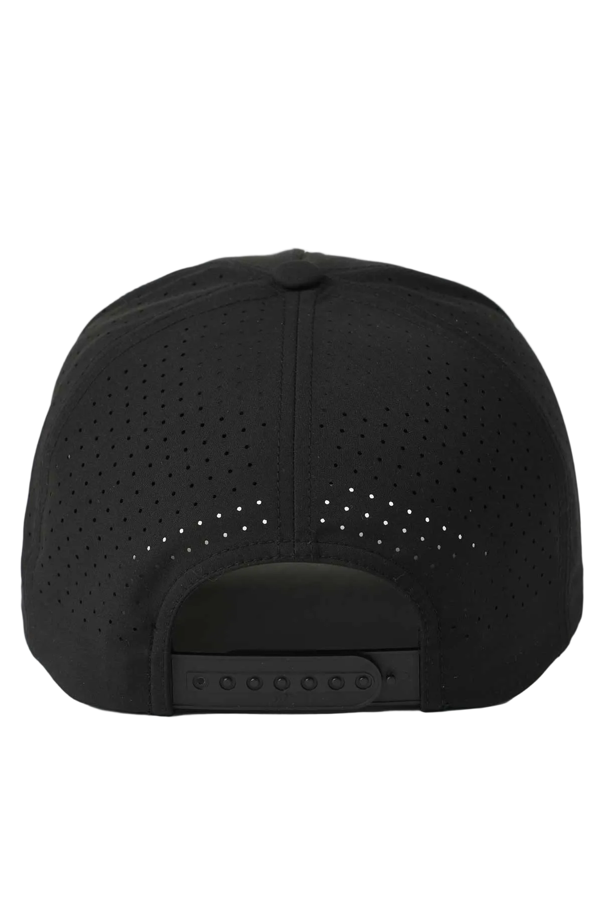 Black cap with a textured back on a white background
