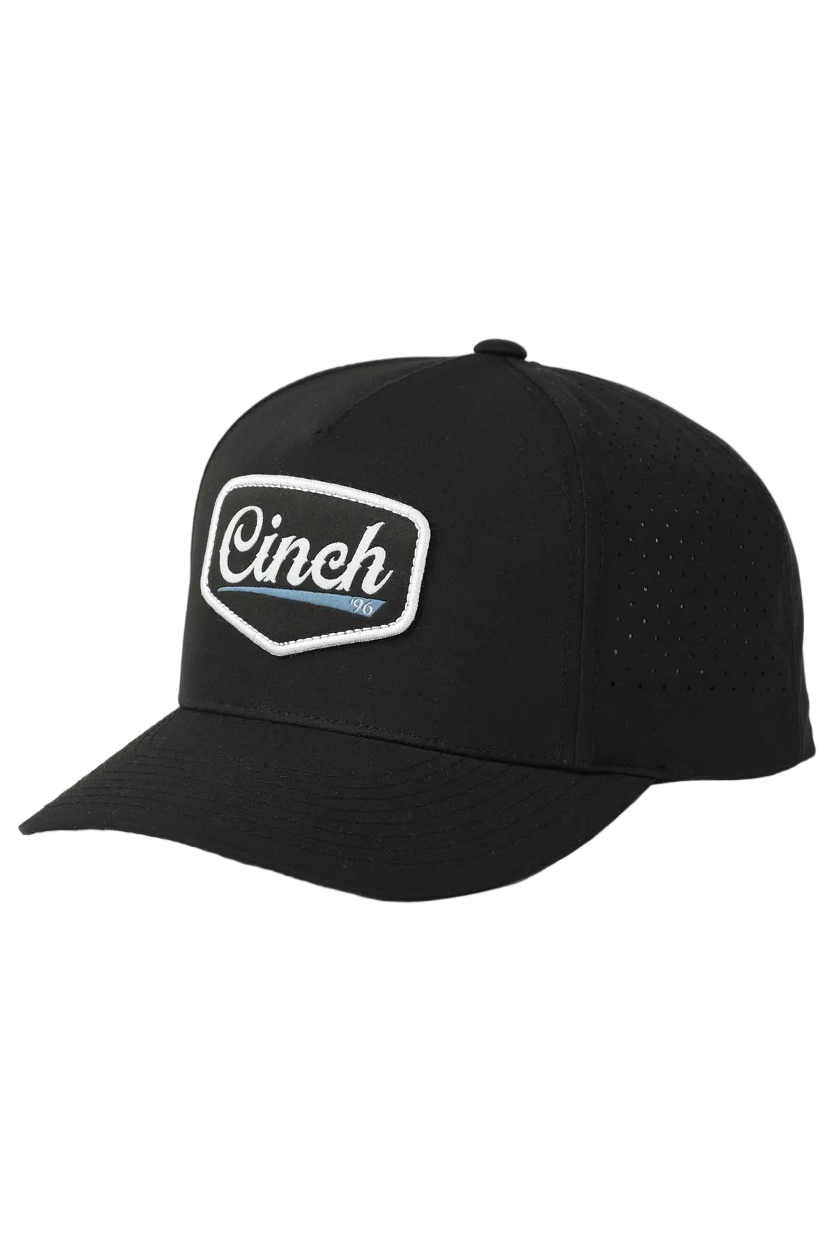 Black cap with 'Cinch' logo on a white background