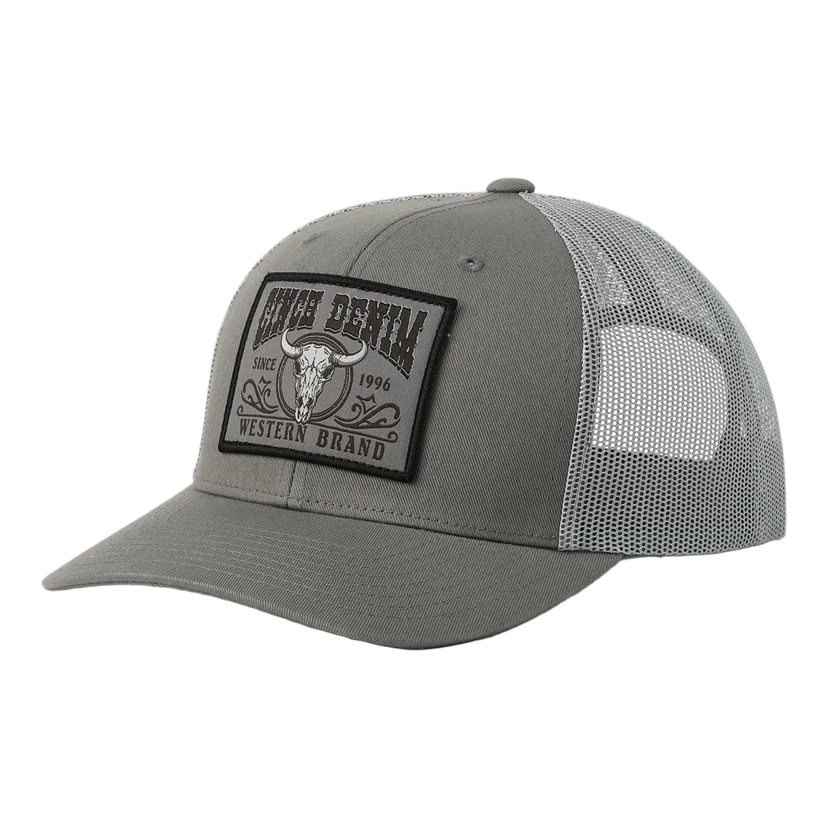 Gray cap with a patch on a white background