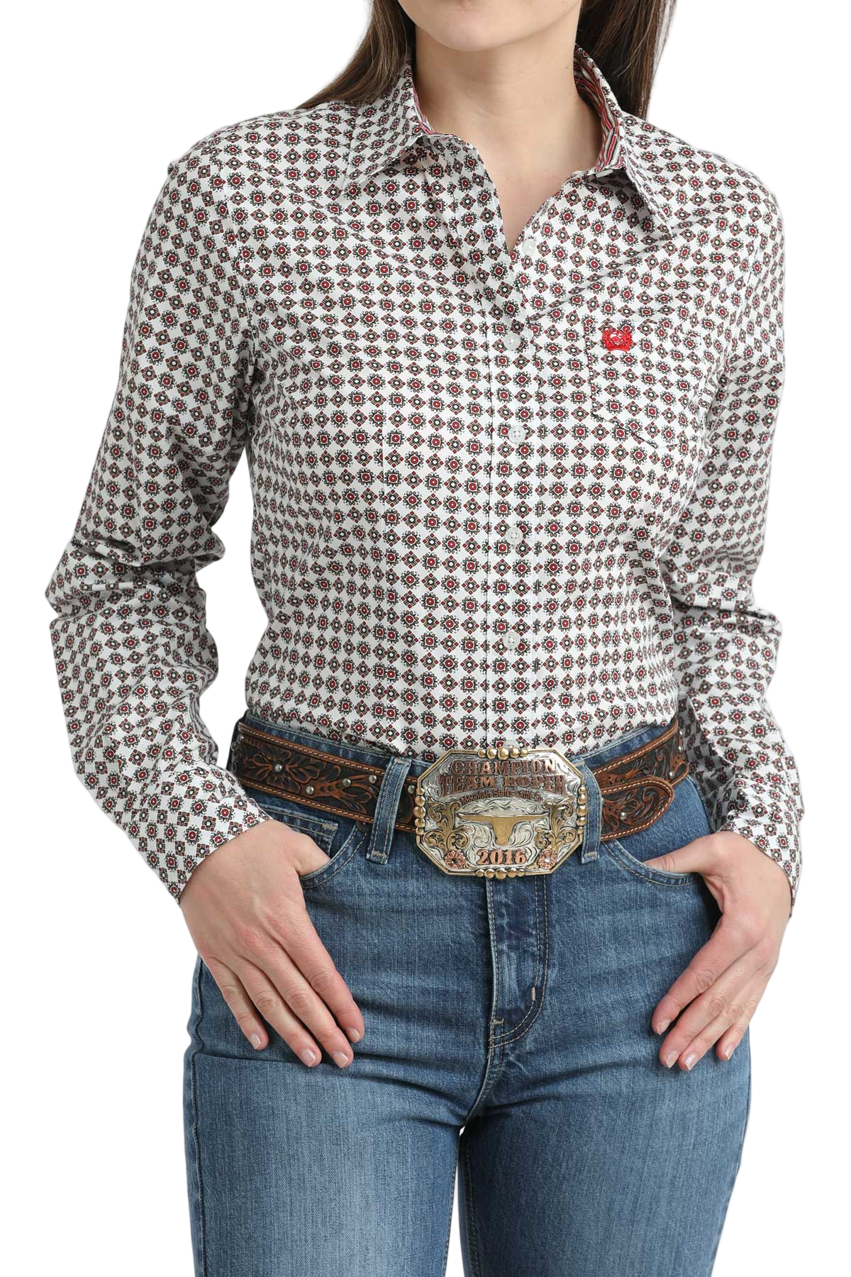 CINCH LADIES PRINT SHIRT - WHITE