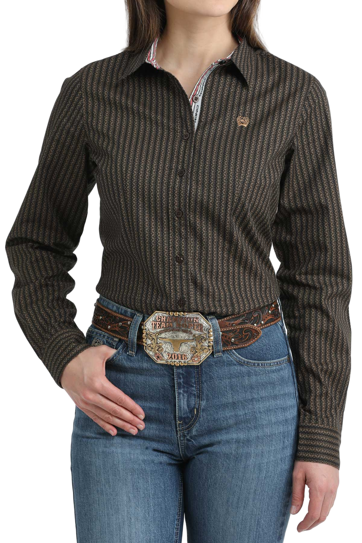 CINCH LADIES PRINT SHIRT - BROWN