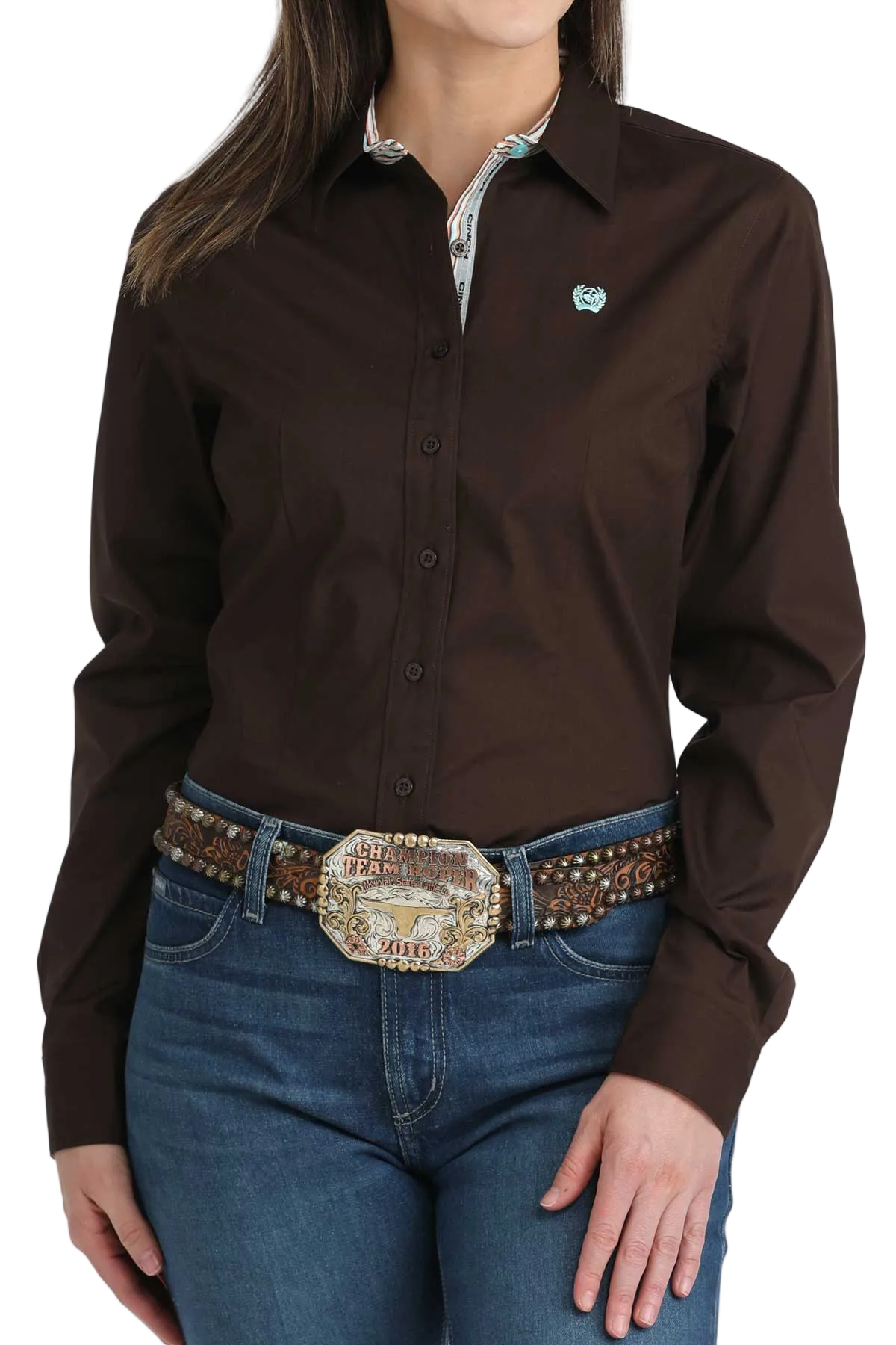 CINCH WOMENS SOLID SHIRT - BROWN