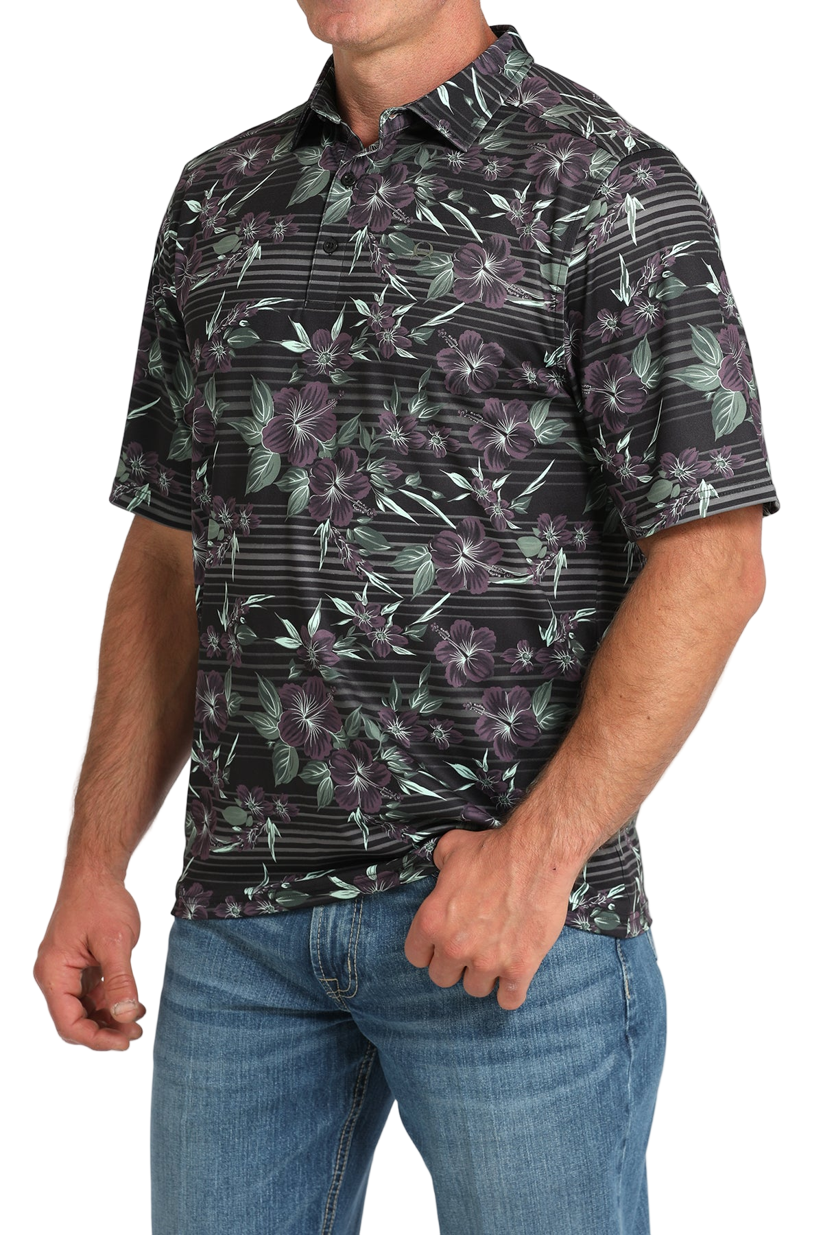 CINCH MEN'S HAWIIAN ARENAFLEX POLO SHIRT - BLACK