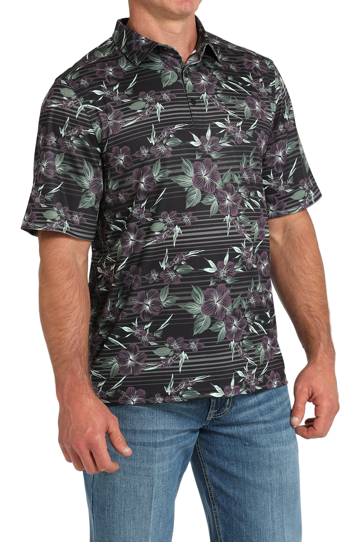 CINCH MEN'S HAWIIAN ARENAFLEX POLO SHIRT - BLACK