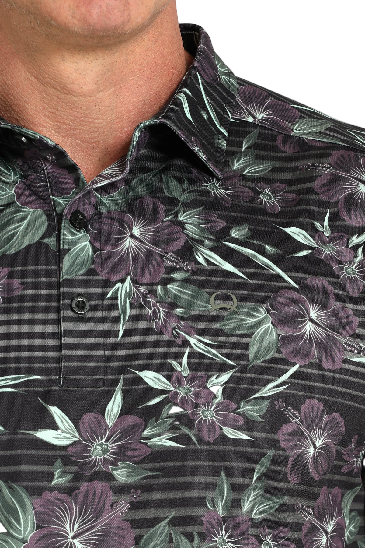 CINCH MEN'S HAWIIAN ARENAFLEX POLO SHIRT - BLACK