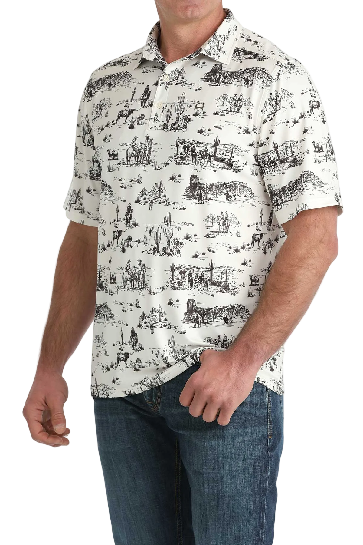 CINCH MENS SHORT SLEEVE ARENAFLEX POLO SHIRT - WHITE