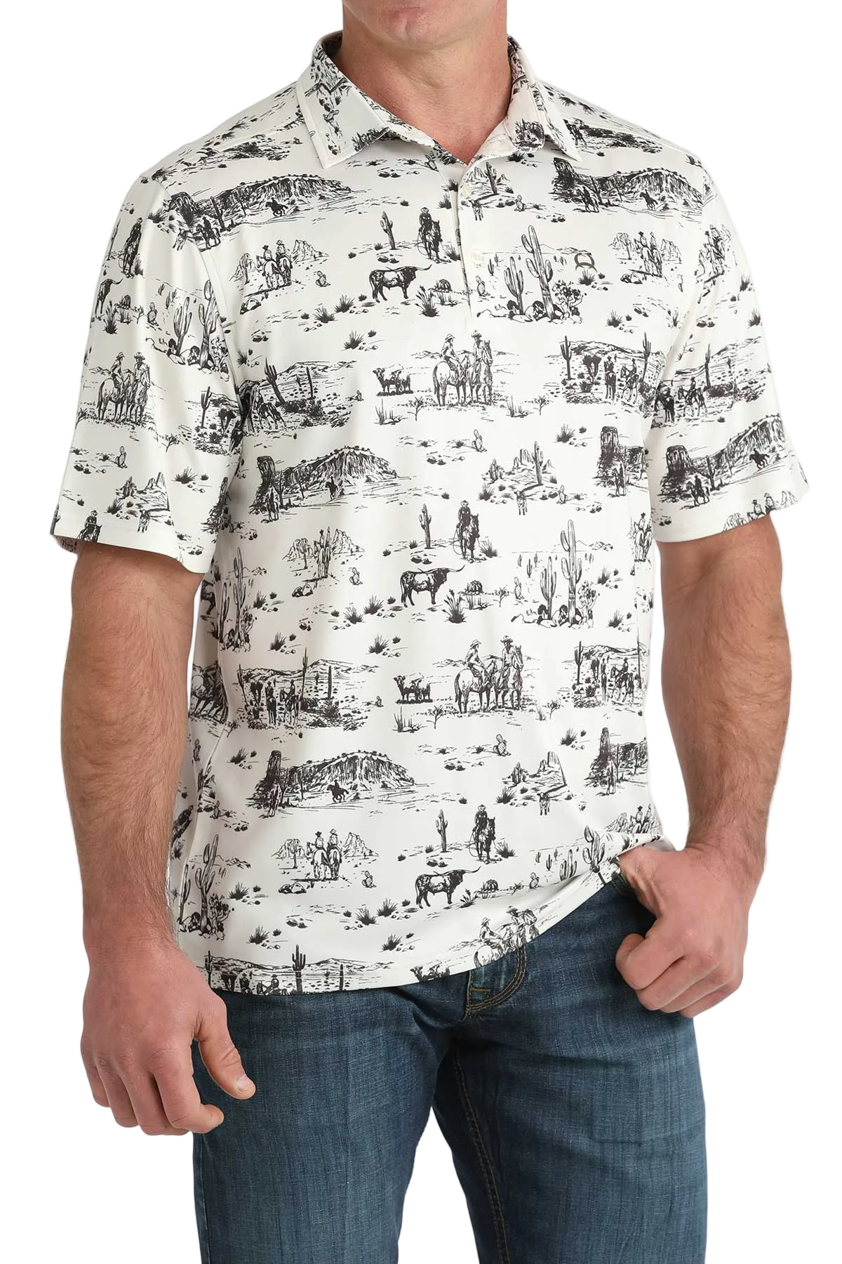 CINCH MENS SHORT SLEEVE ARENAFLEX POLO SHIRT - WHITE