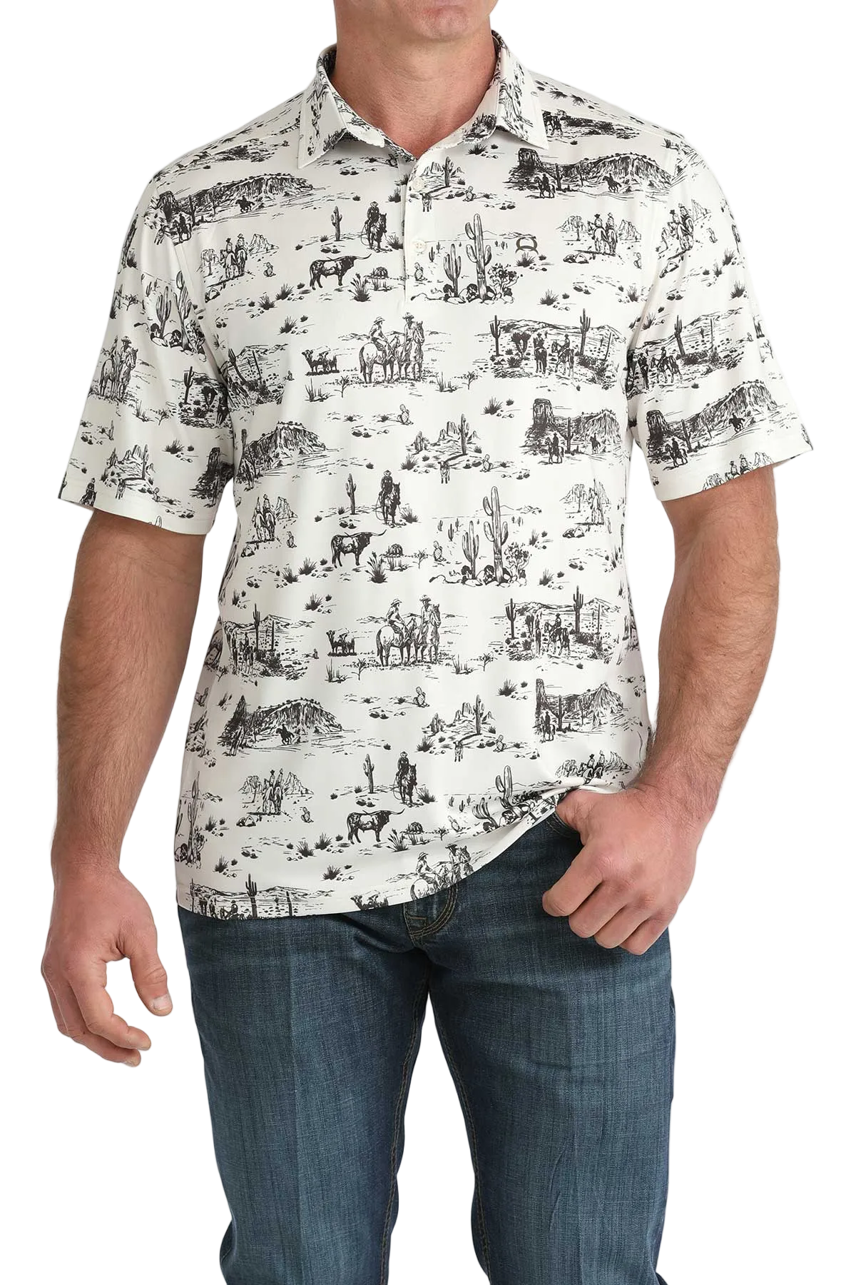 CINCH MENS SHORT SLEEVE ARENAFLEX POLO SHIRT - WHITE