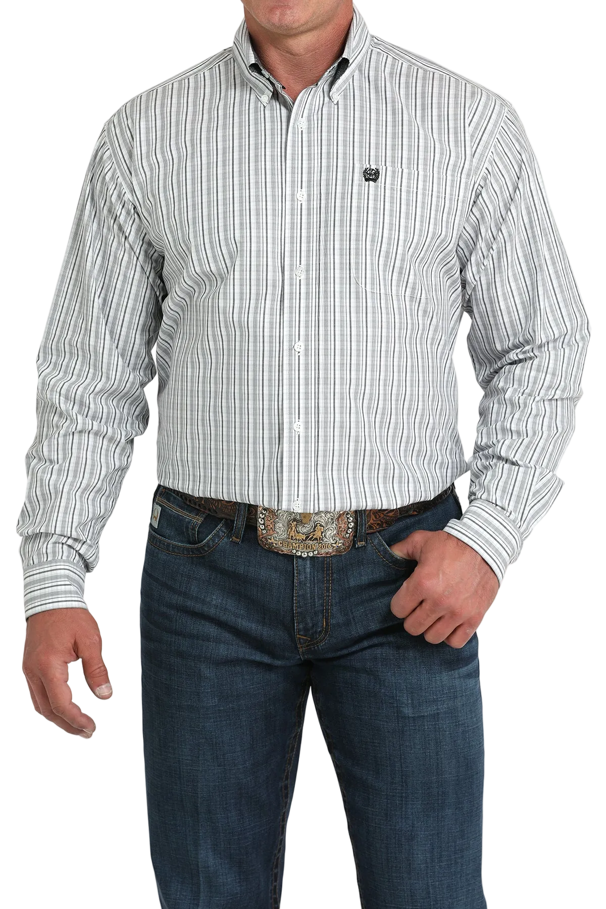 CINCH MEN'S PLAID SHIRT - WHITE**FINAL SALE**