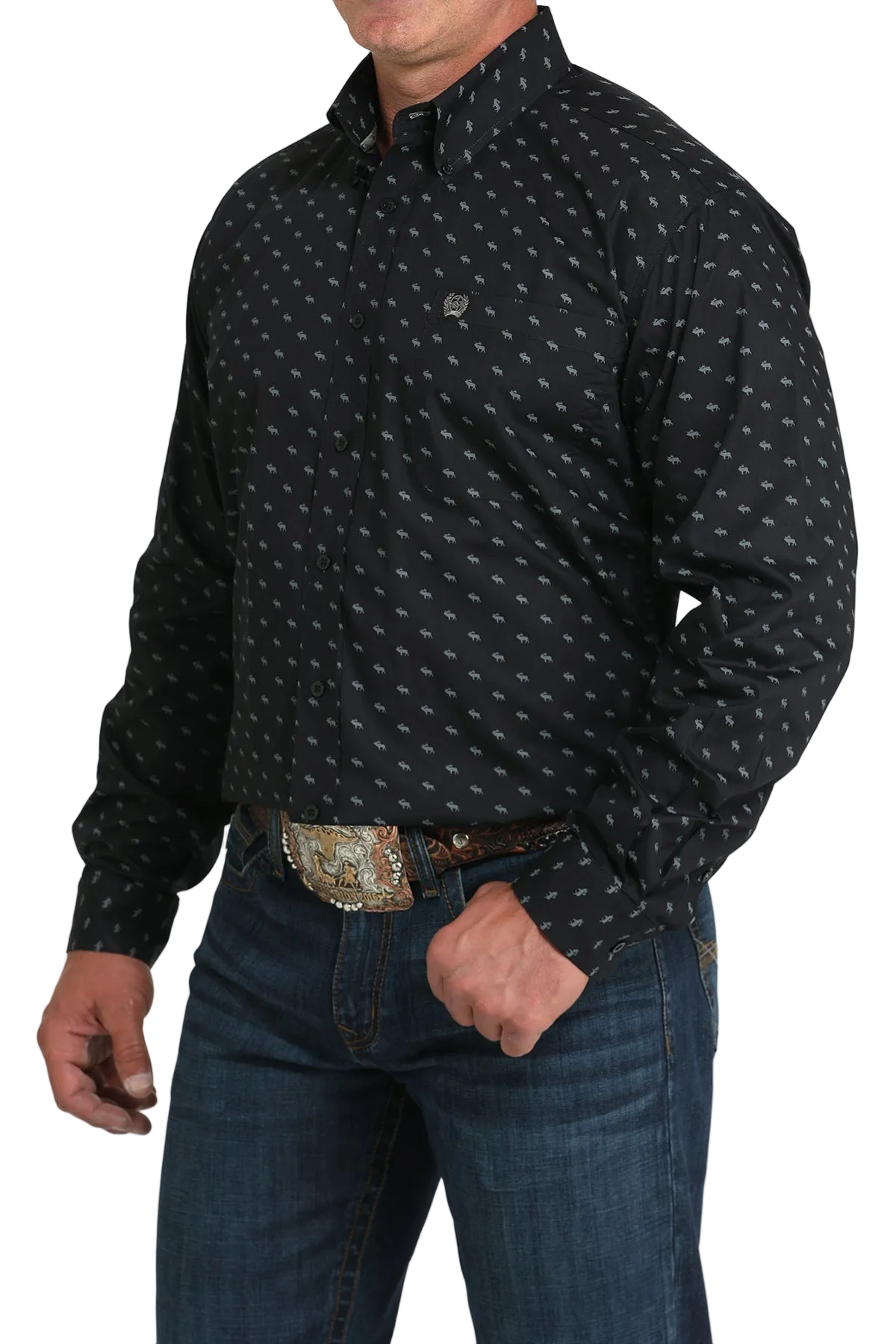 CINCH MEN'S PRINT SHIRT - BLACK**FINAL SALE**