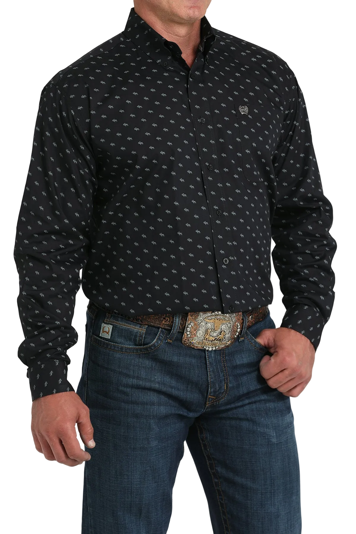 CINCH MEN'S PRINT SHIRT - BLACK**FINAL SALE**