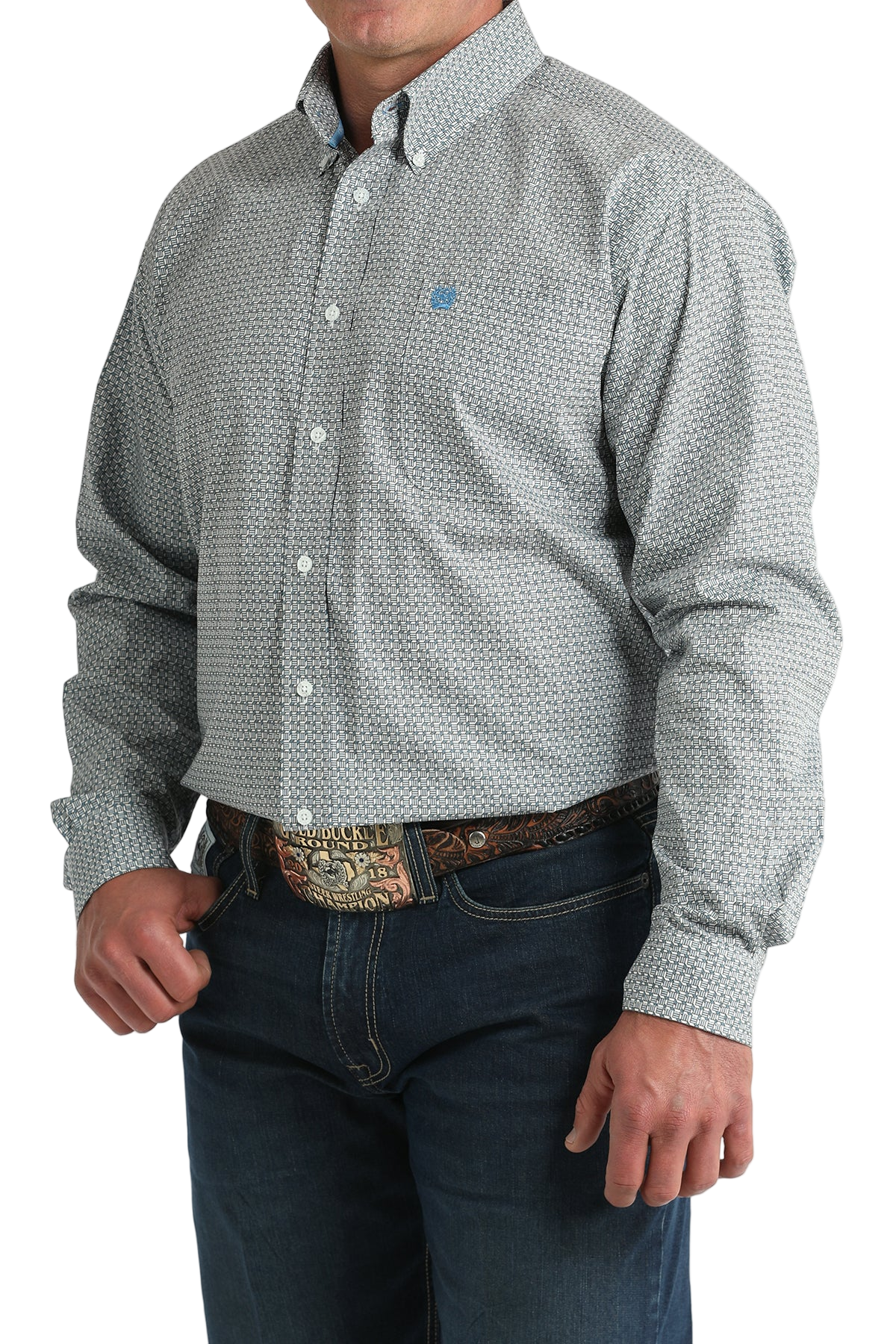 CINCH MEN'S PRINT SHIRT - WHITE**FINAL SALE**