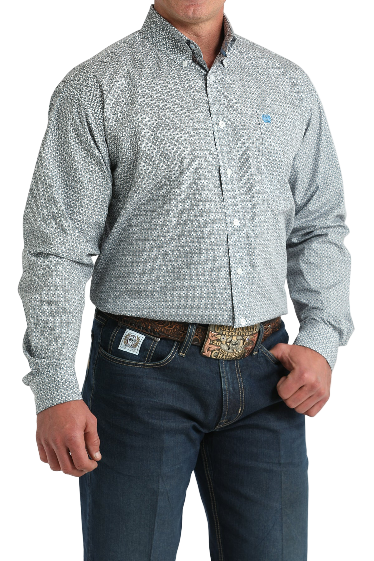 CINCH MEN'S PRINT SHIRT - WHITE**FINAL SALE**