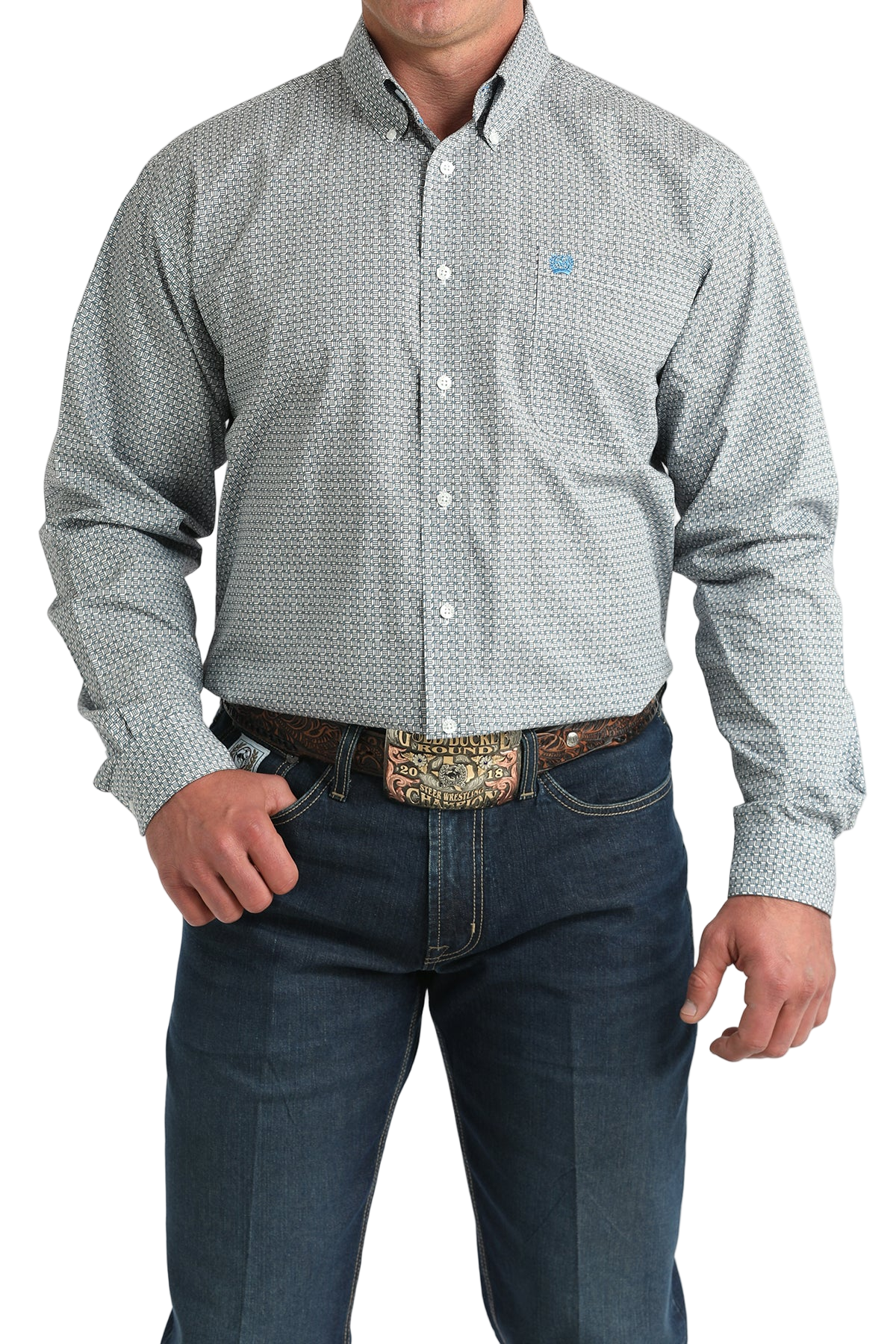 CINCH MEN'S PRINT SHIRT - WHITE**FINAL SALE**