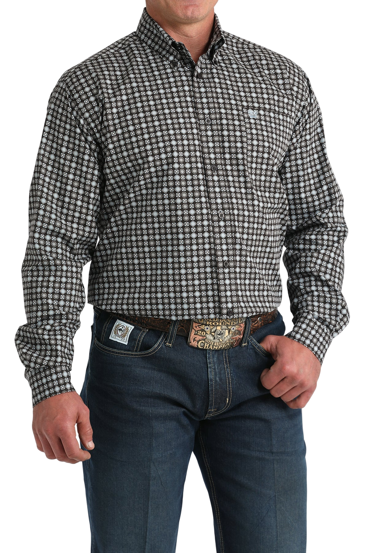CINCH MEN'S PRINT SHIRT - BROWN**FINAL SALE**