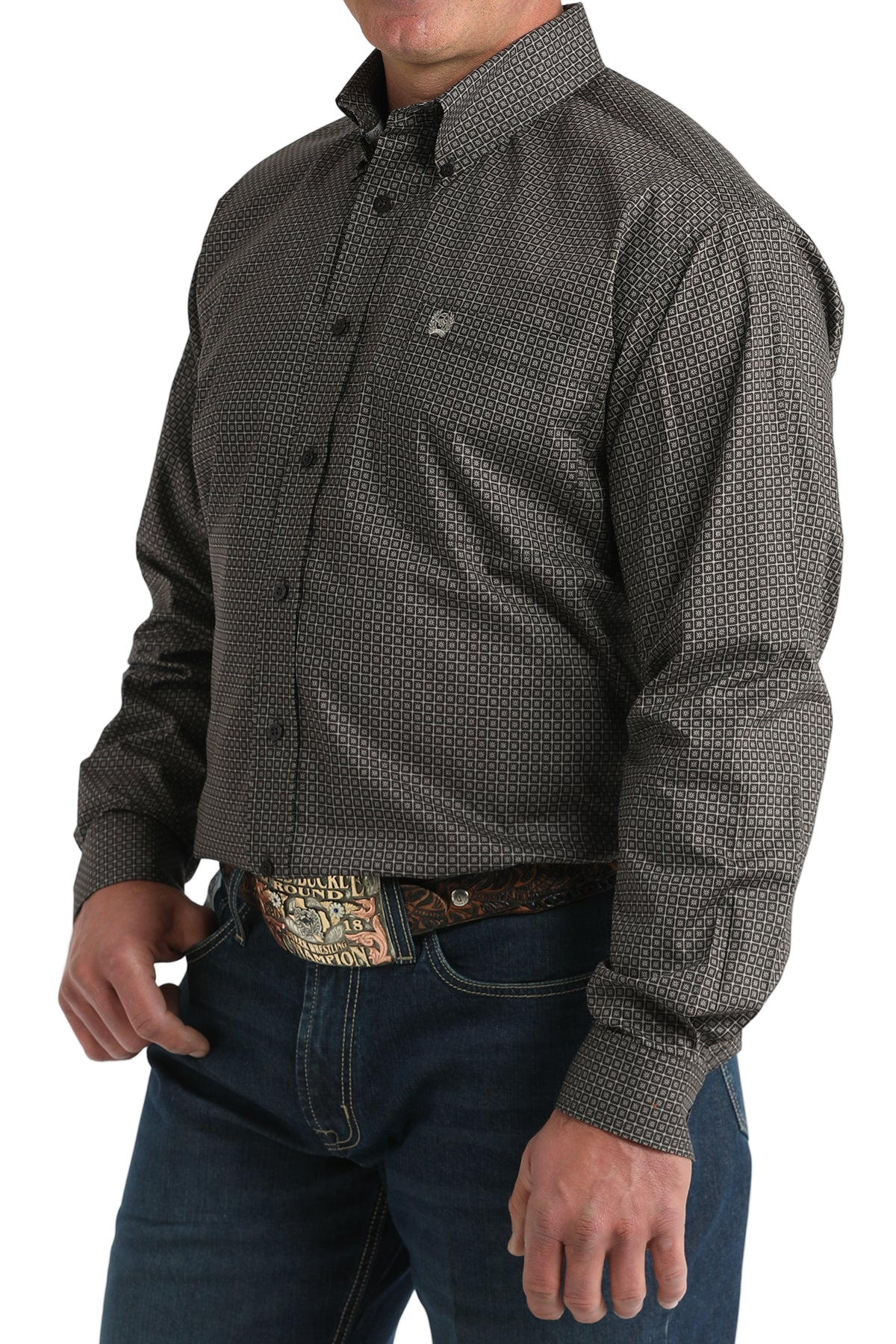 CINCH MEN'S PRINT SHIRT - BROWN**FINAL SALE**