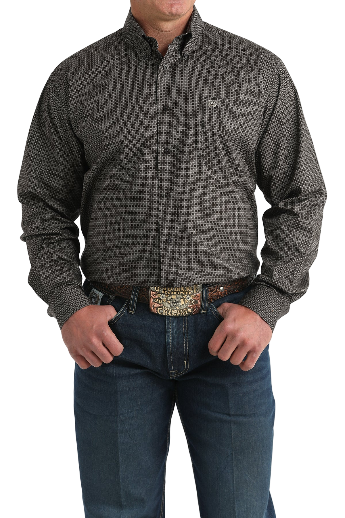 CINCH MEN'S PRINT SHIRT - BROWN**FINAL SALE**