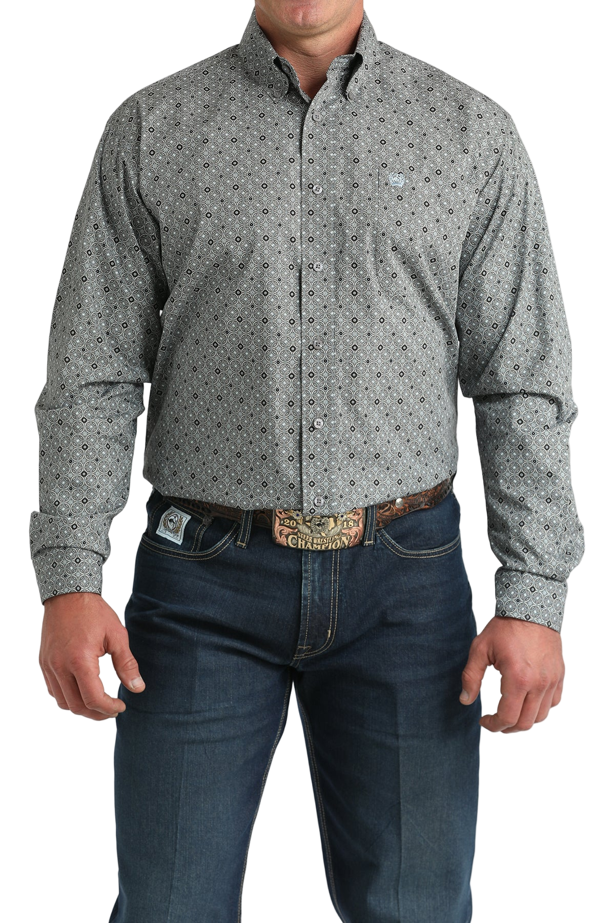 CINCH MEN'S PRINT SHIRT - GRAY**FINAL SALE**