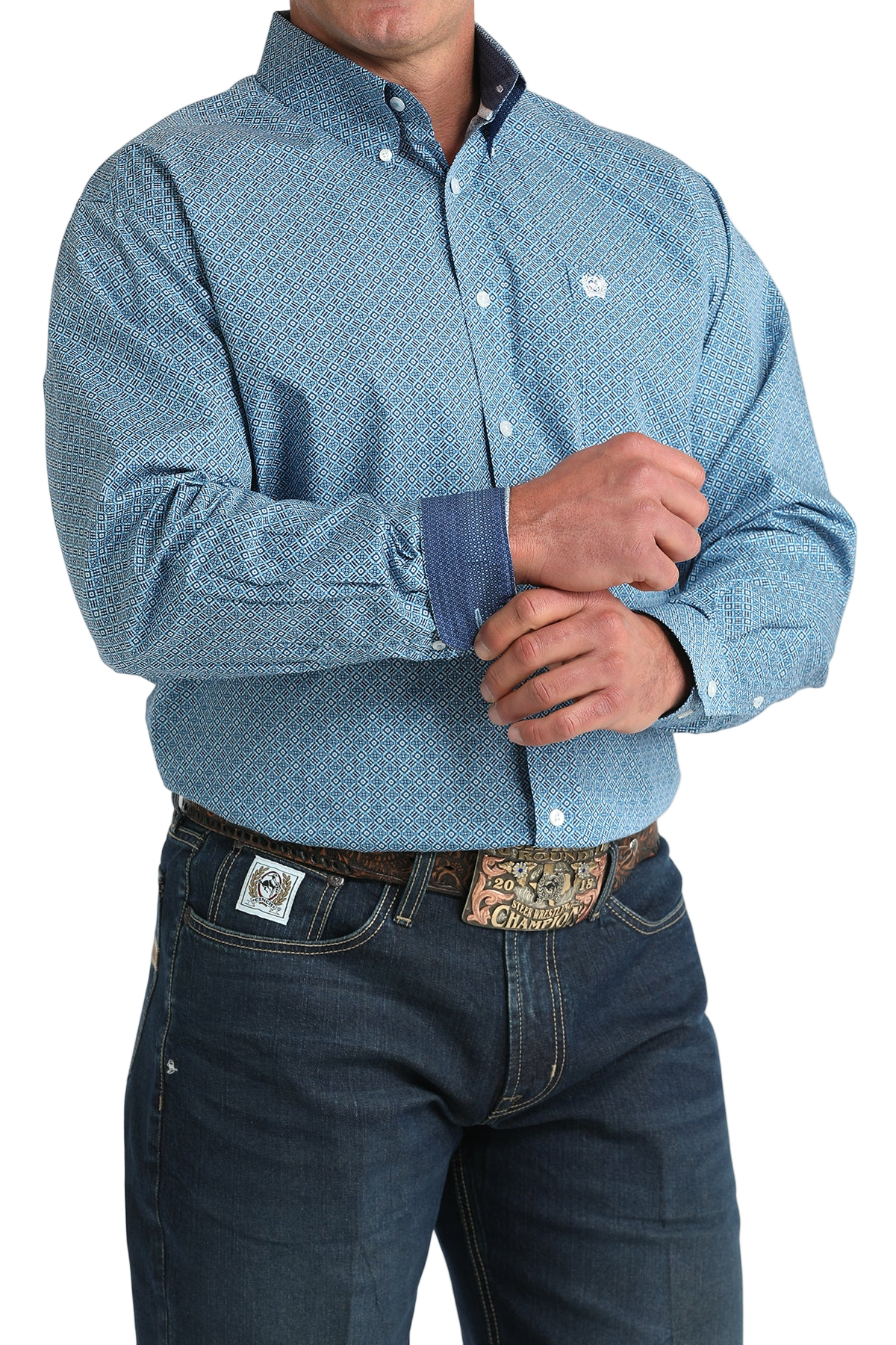 CINCH MEN'S PRINT SHIRT - BLUE**FINAL SALE**