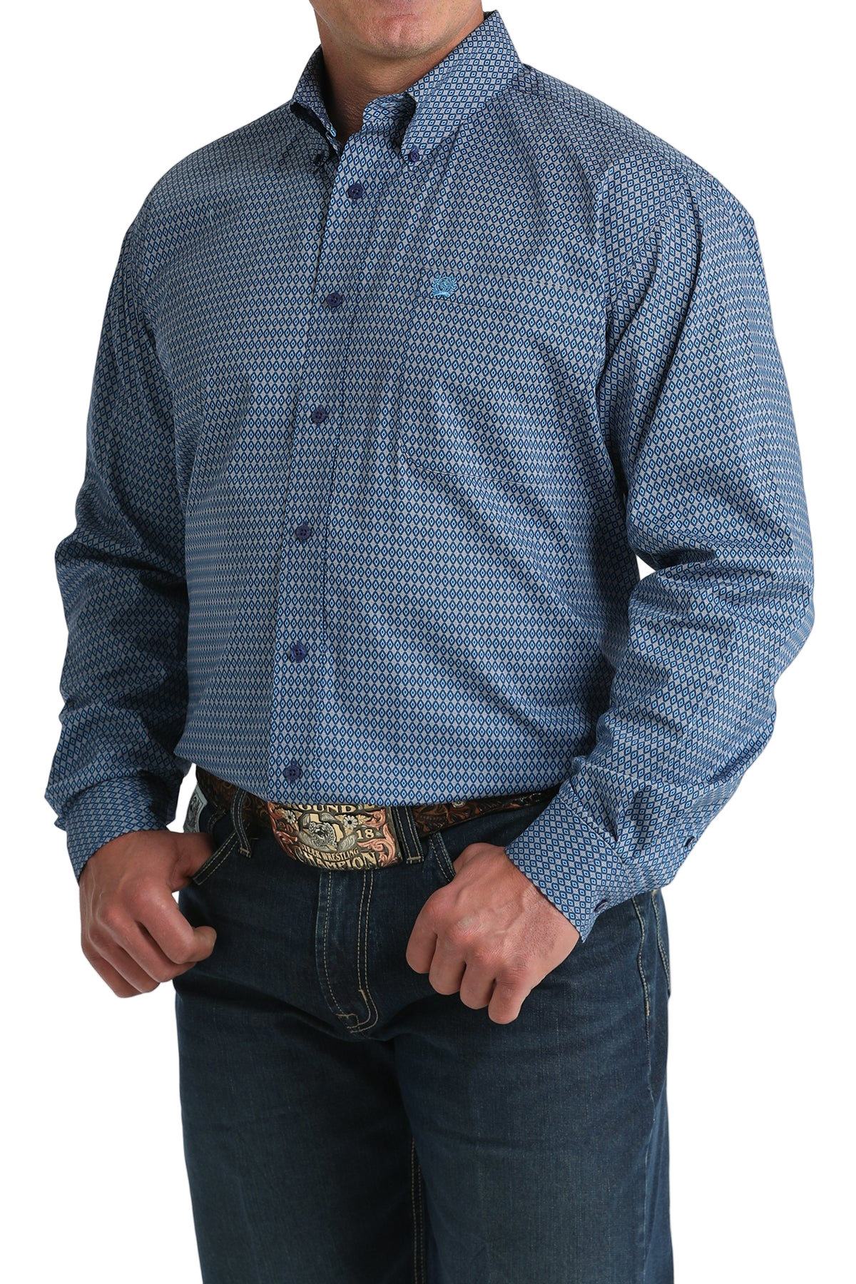 CINCH MEN'S PRINT SHIRT - BLUE**FINAL SALE**