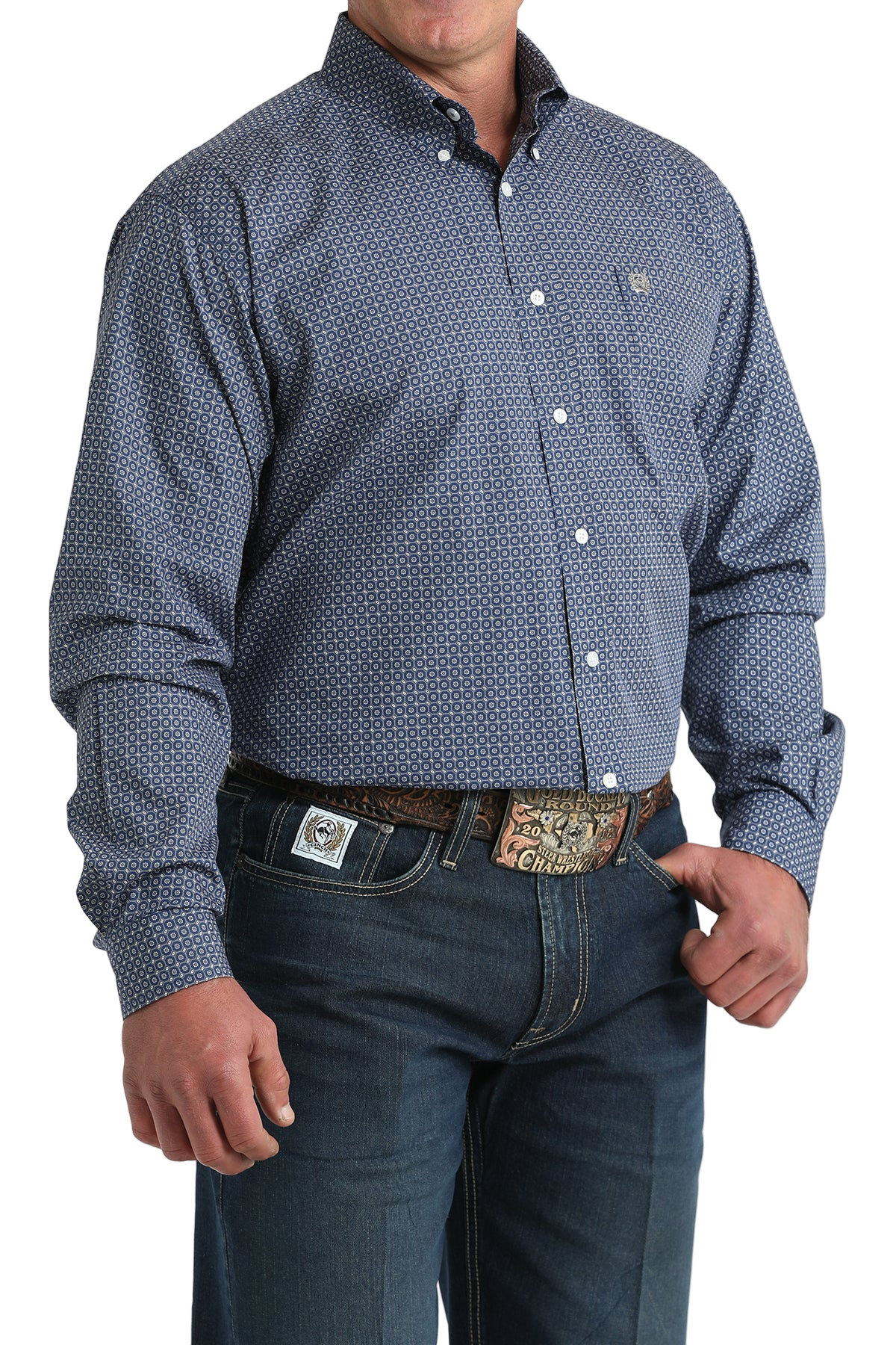 CINCH MEN'S PRINT SHIRT - BLUE**FINAL SALE**