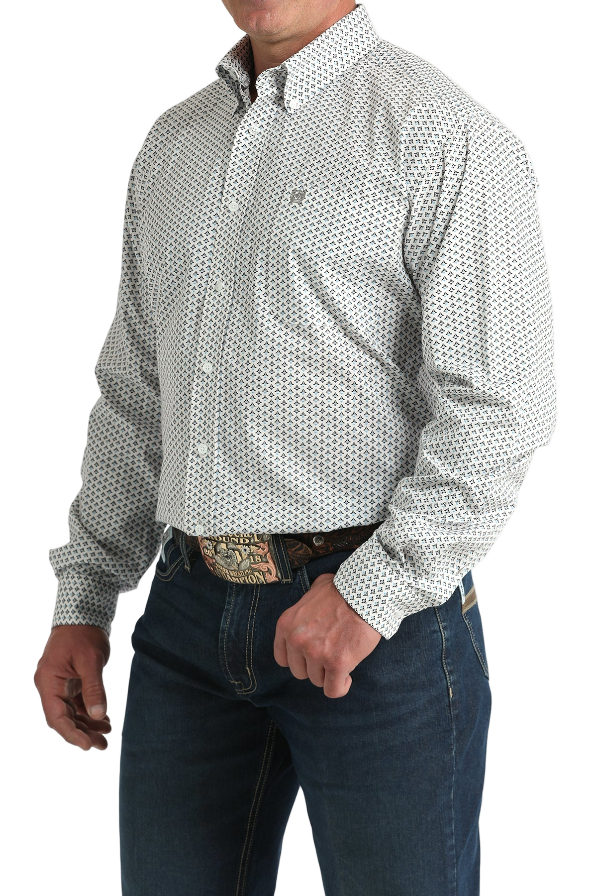 CINCH MEN'S PRINT SHIRT - WHITE**FINAL SALE**
