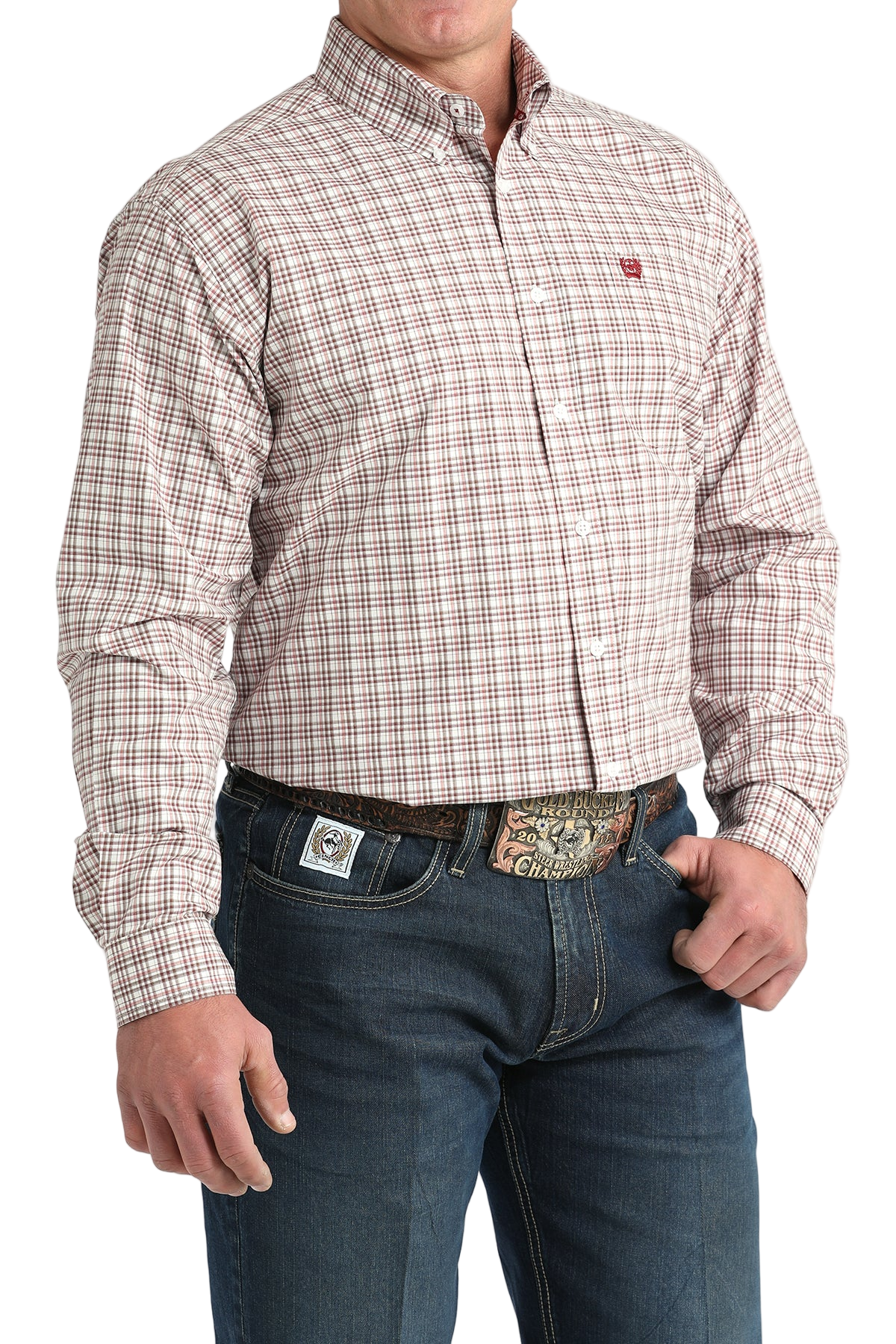 CINCH MEN'S PLAID SHIRT - WHITE**FINAL SALE**