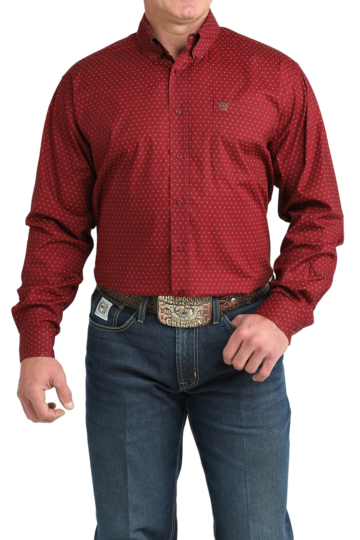 CINCH MEN'S PRINT SHIRT - BURGUNDY**FINAL SALE**