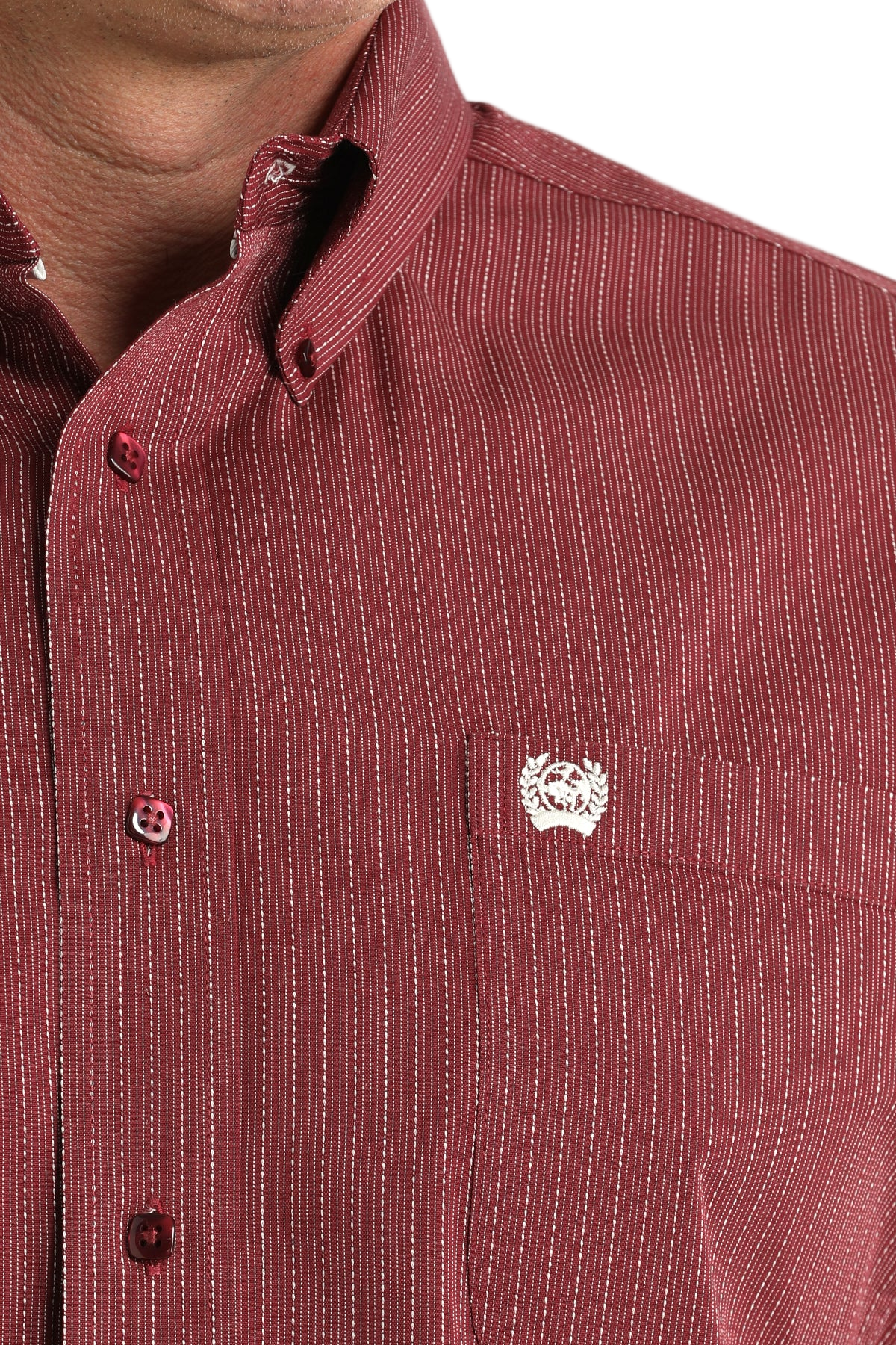 CINCH MEN'S STRIPE SHIRT - BURGUNDY**FINAL SALE**