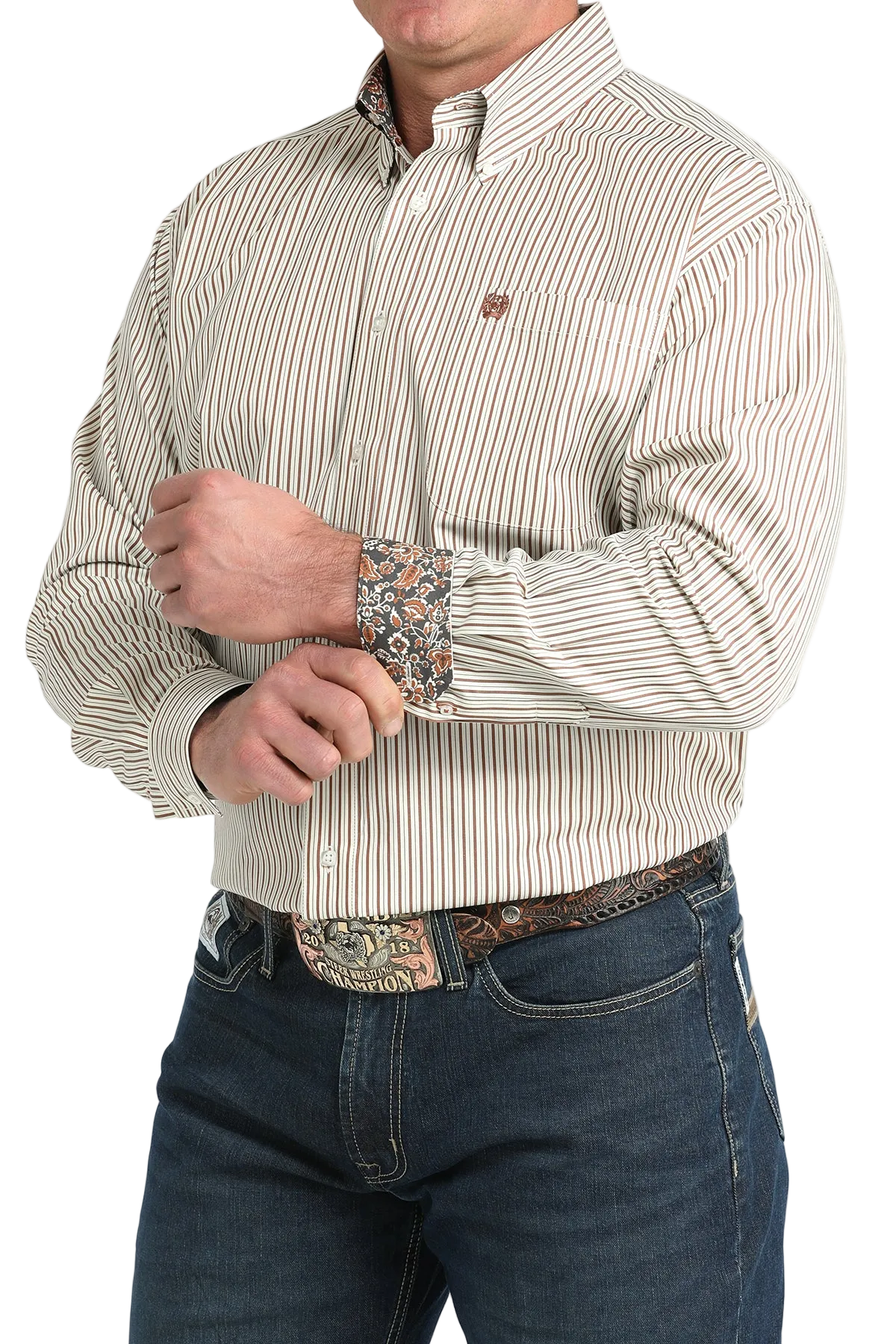 CINCH MEN'S STRIPE SHIRT - WHITE