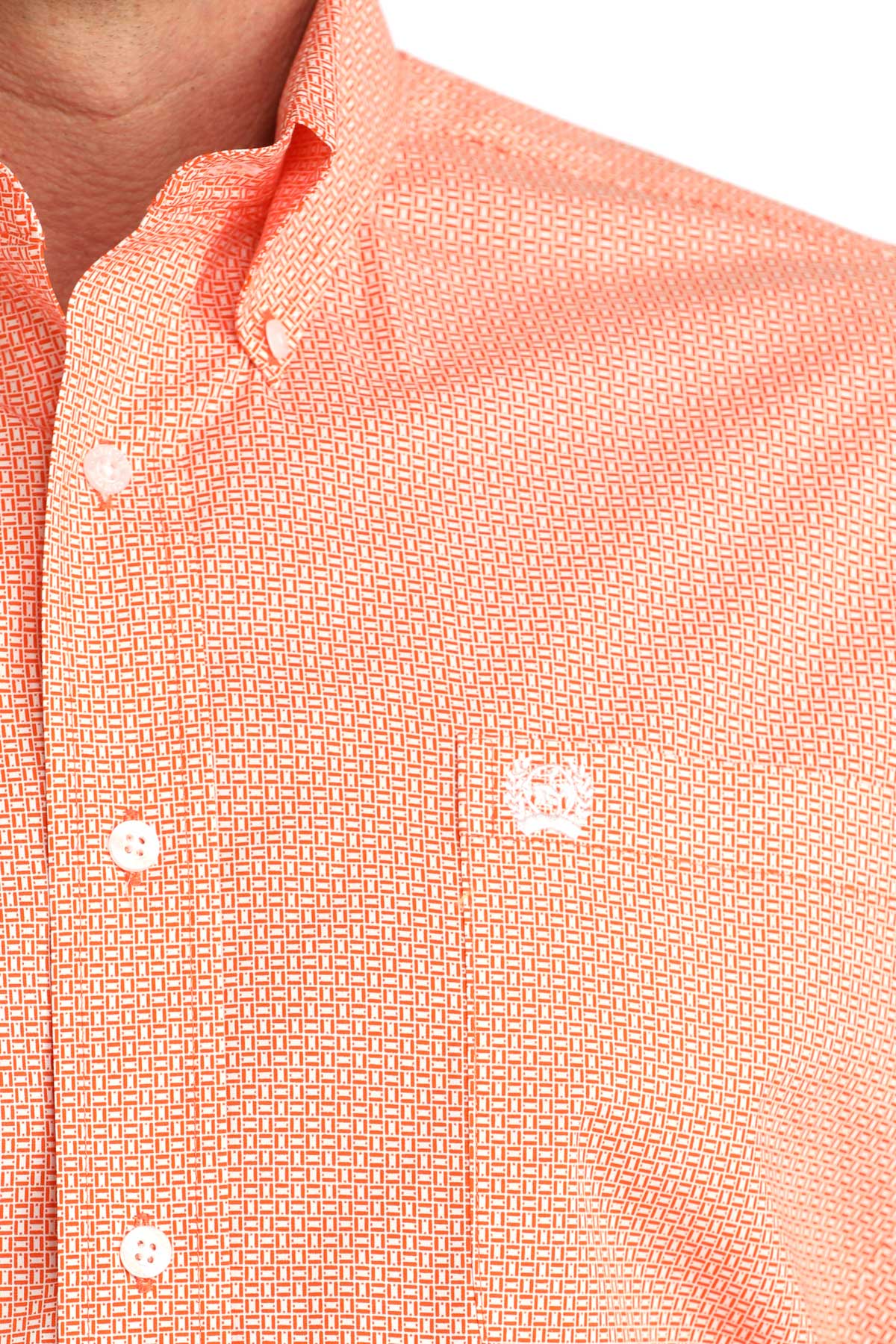 CINCH MENS LONG SLEEVE PRINT SHIRT - ORANGE