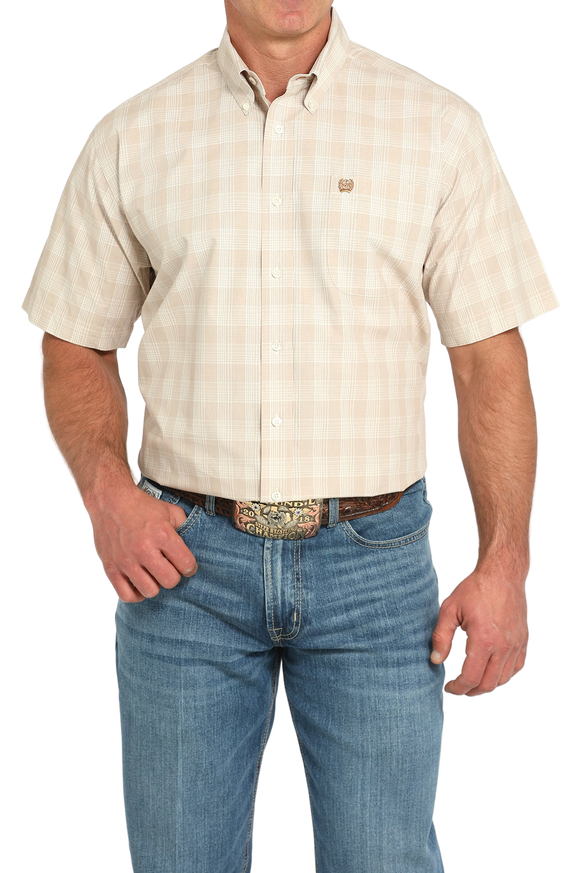 CINCH MEN'S PLAID SHIRT - KHAKI**FINAL SALE**