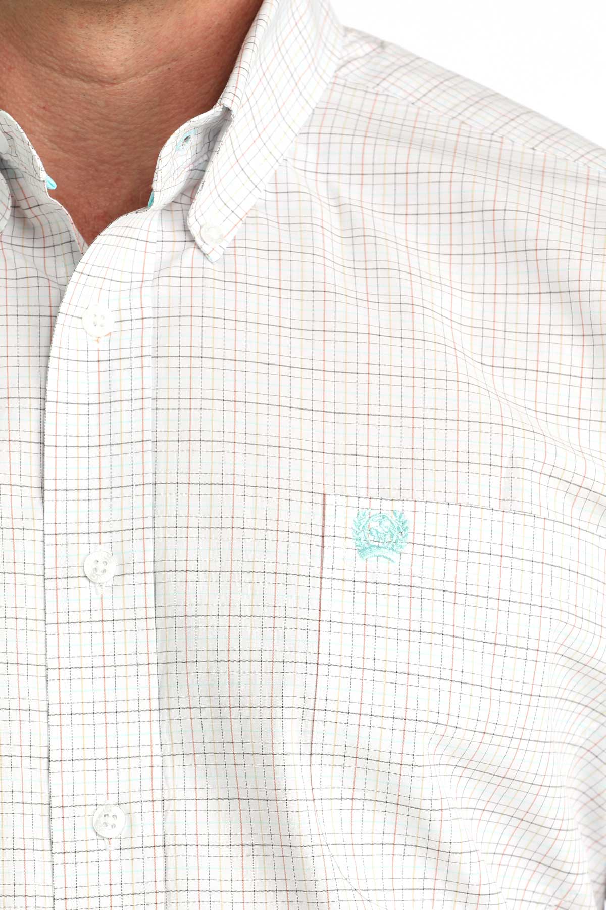 CINCH MENS SHORT SLEEVE PLAID SHIRT - WHITE
