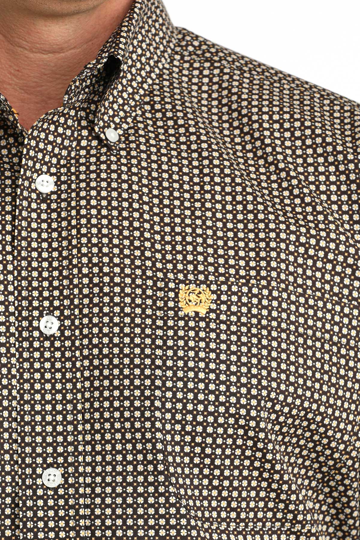 CINCH MENS SHORT SLEEVE PRINT SHIRT - BROWN