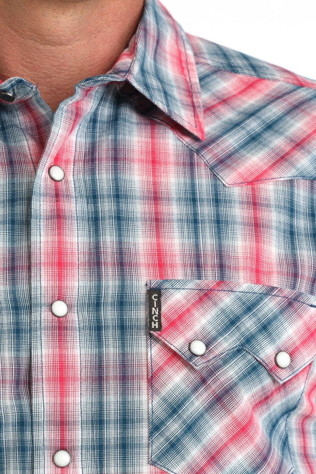 CINCH MENS WESTERN SHIRT PLAID - WHITE