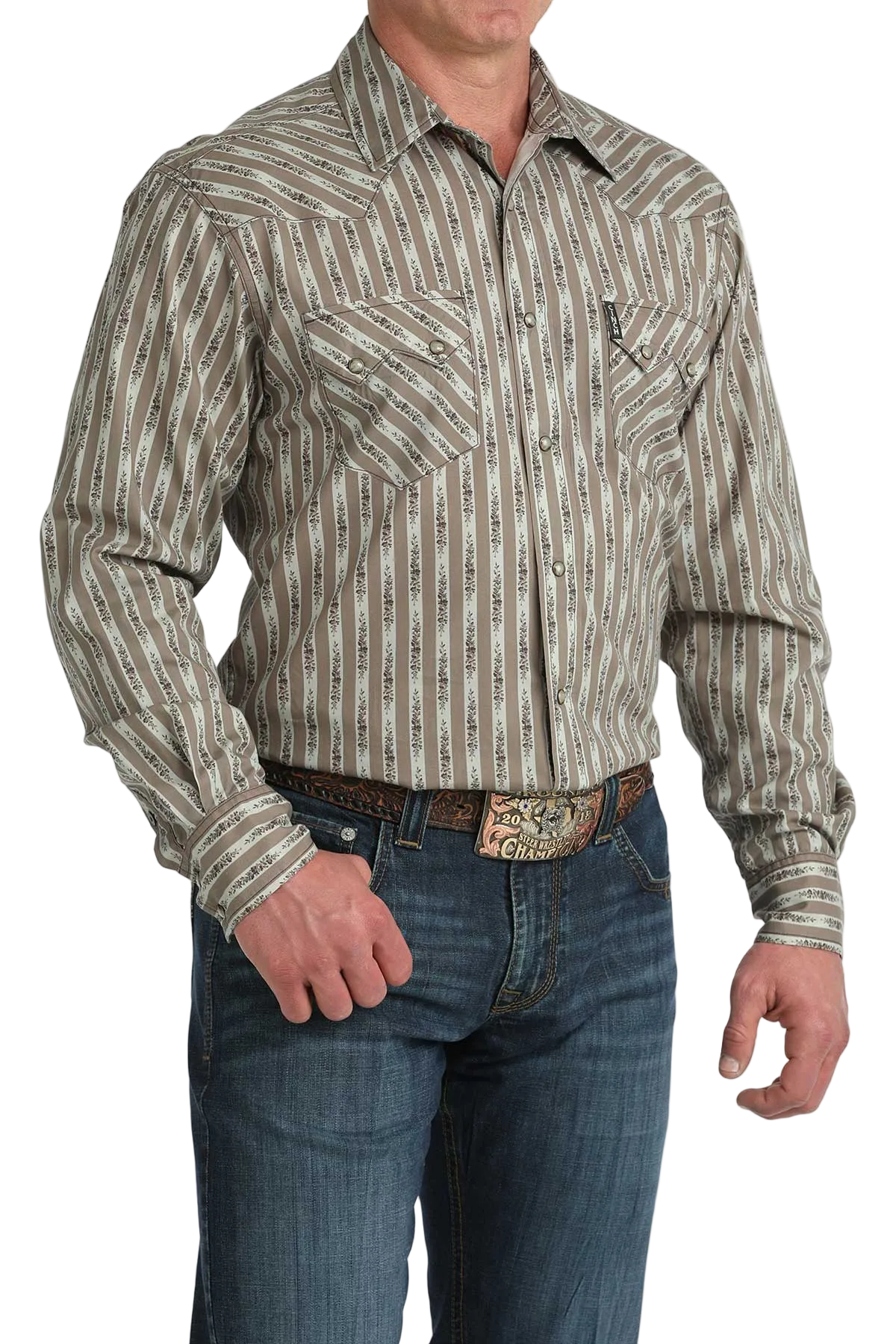 CINCH MENS LONG SLEEVE PRINT WESTERN SHIRT - KHAKI