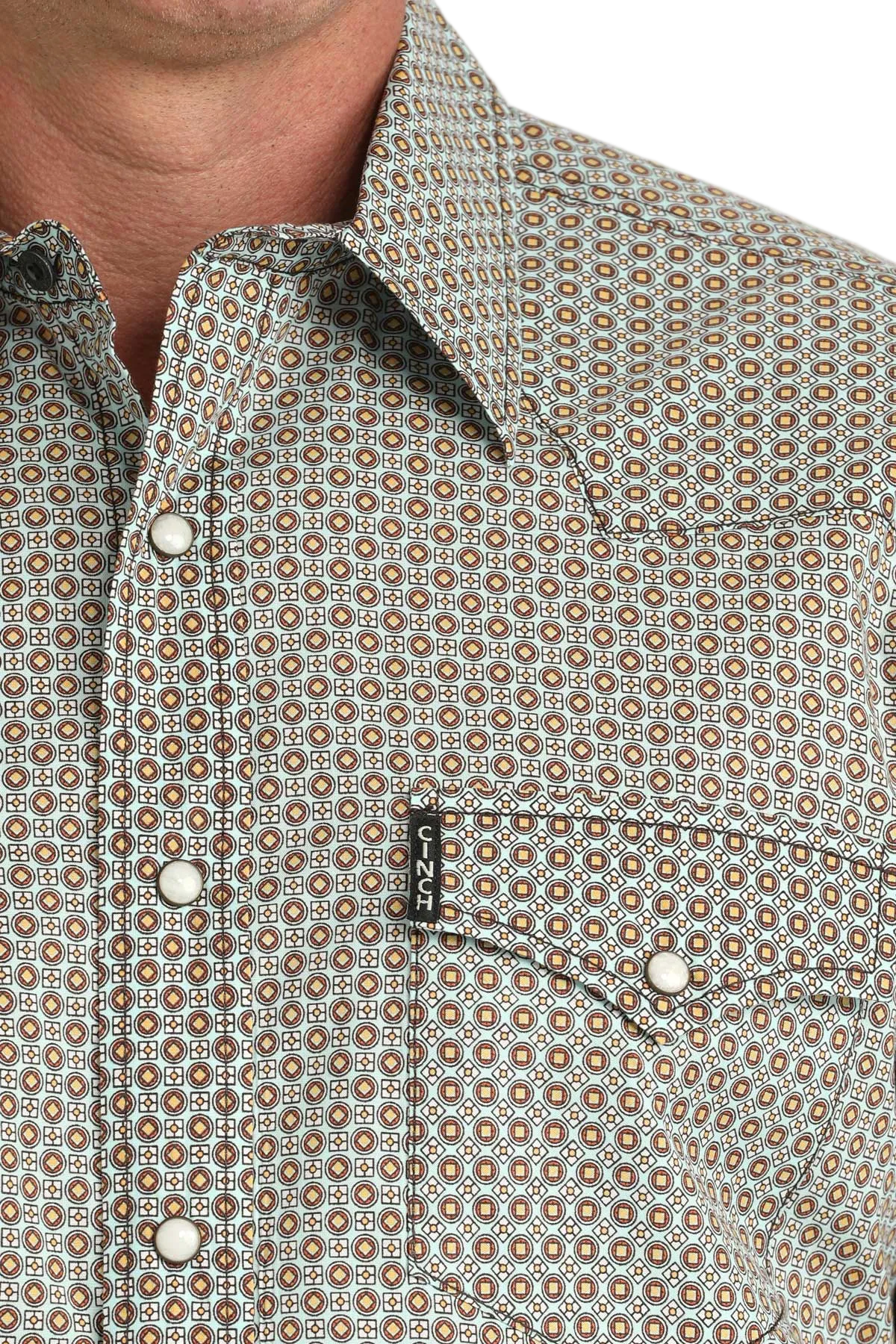 CINCH MENS LONG SLEEVE WESTERN PRINT SHIRT - BLUE