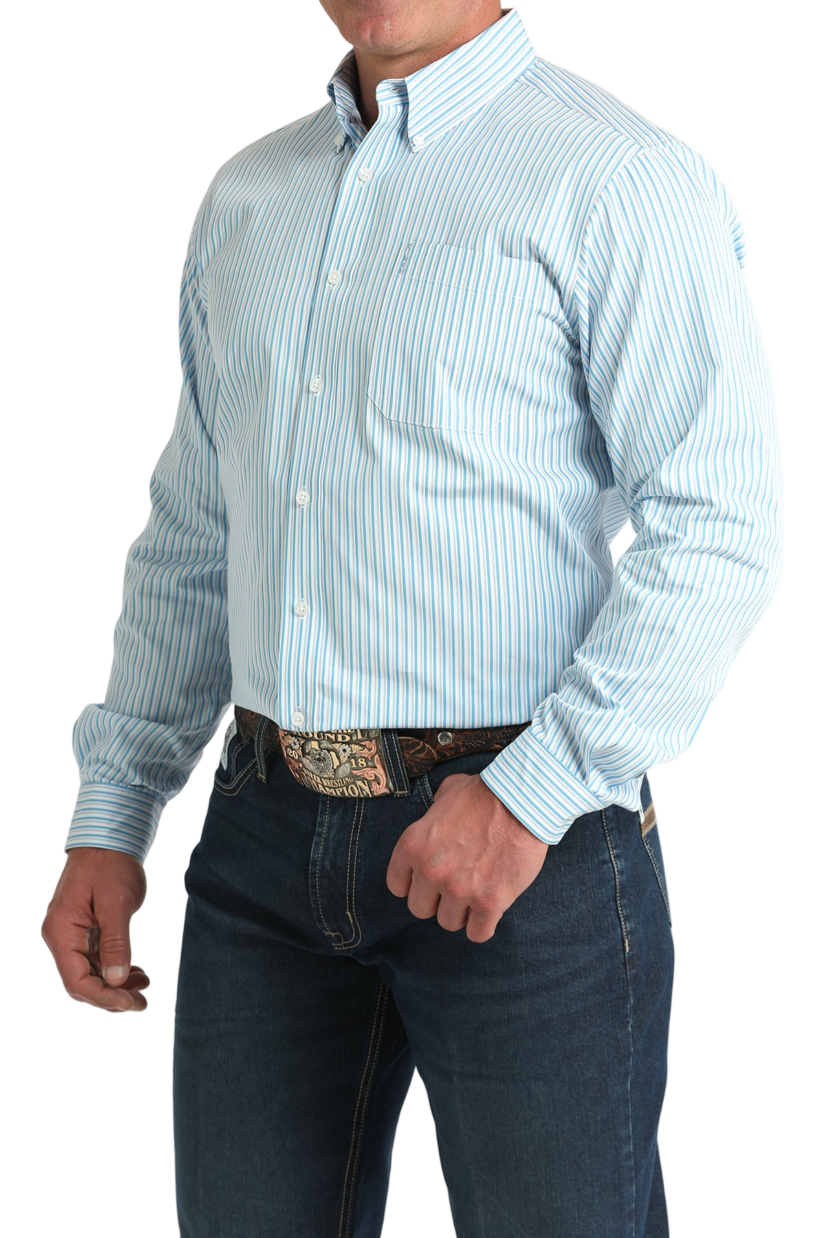 CINCH MEN'S STRIPE MODERN SHIRT - WHITE**FINAL SALE**