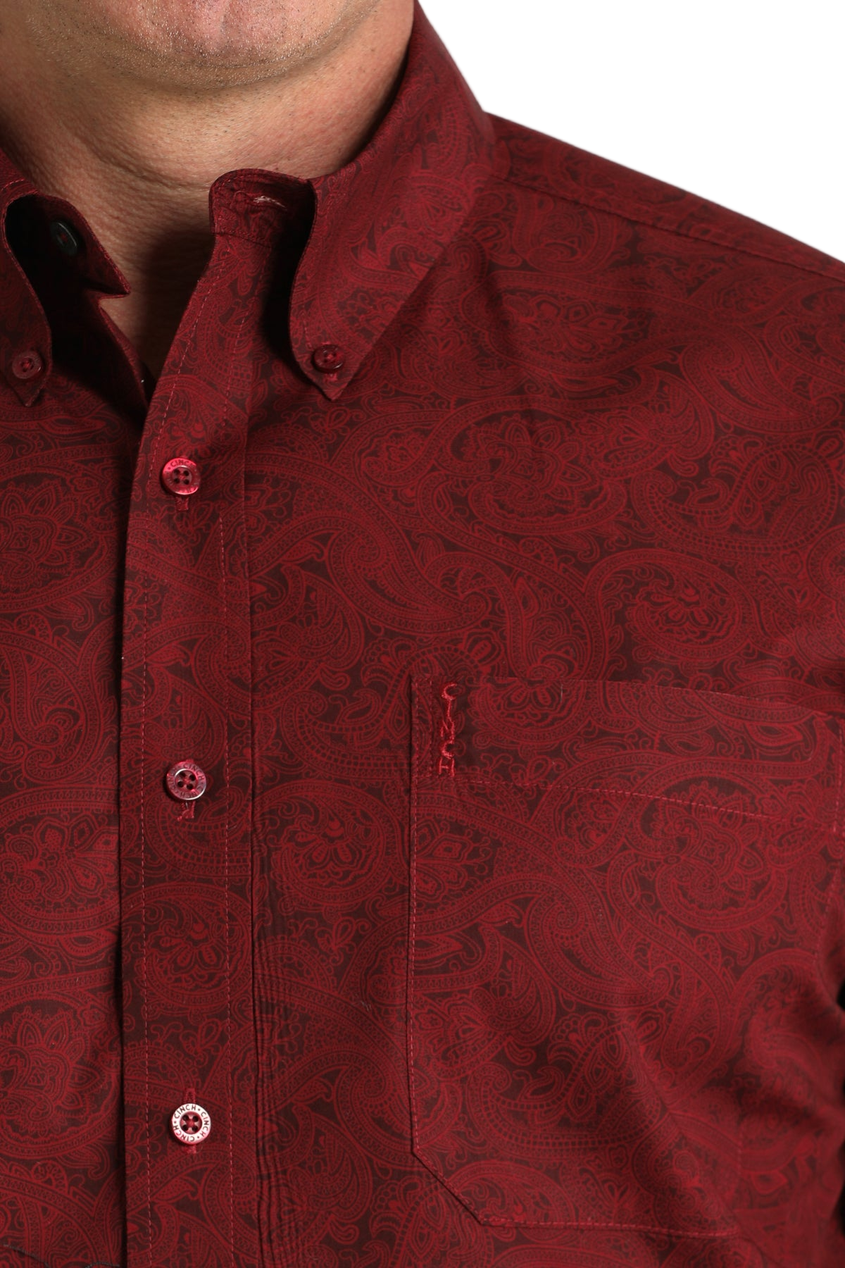 CINCH MEN'S PRINT MODERN SHIRT - BURGUNDY**FINAL SALE**