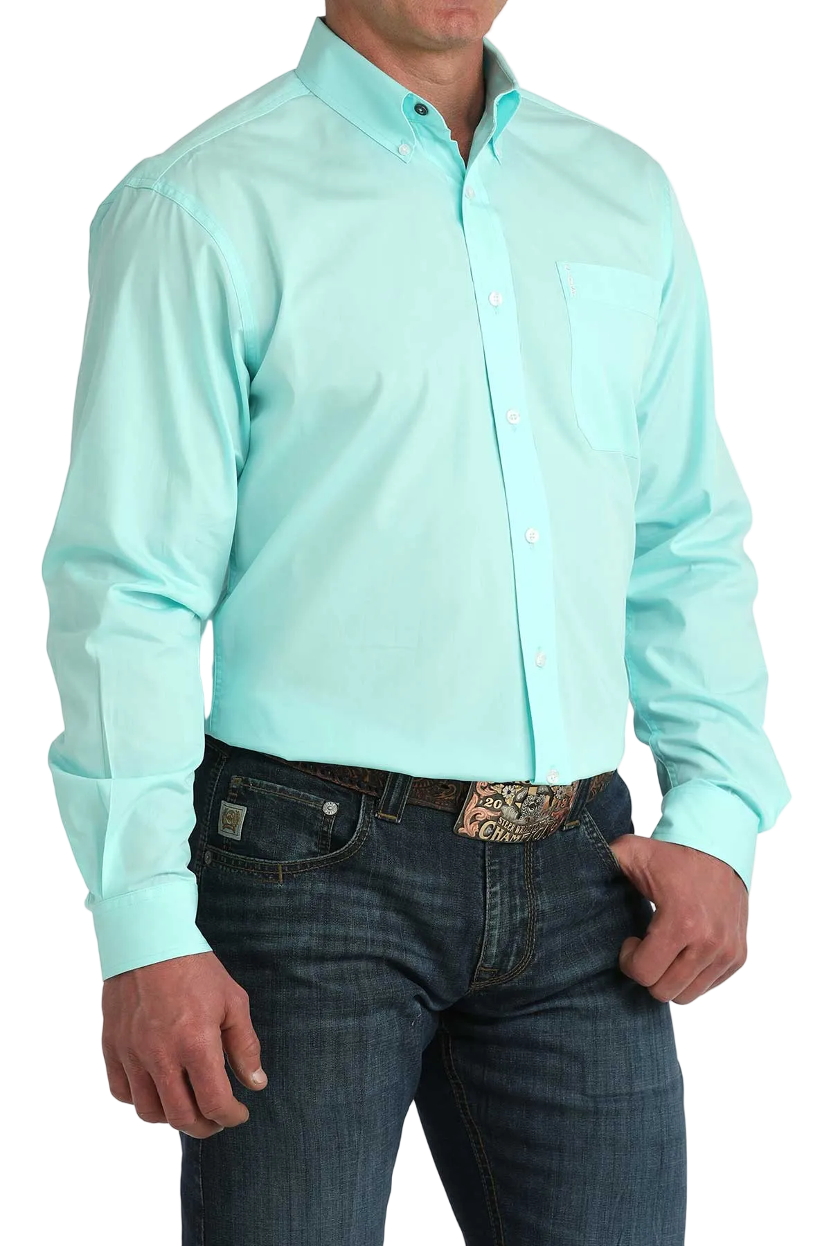 CINCH MENS LONG SLEEVE SOLID MODERN SHIRT - BLUE
