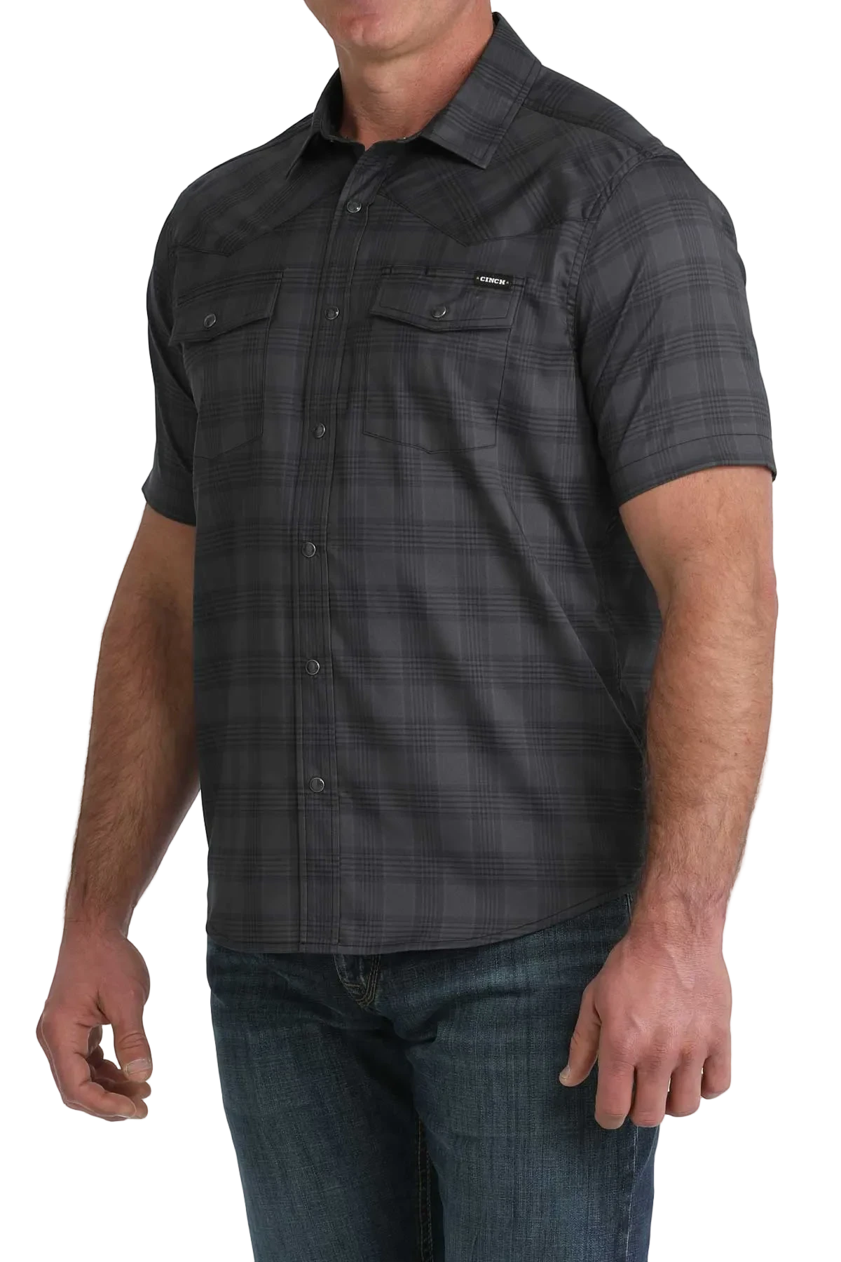 CINCH MENS SHORT SLEEVE CAMP SHIRT - BLACK