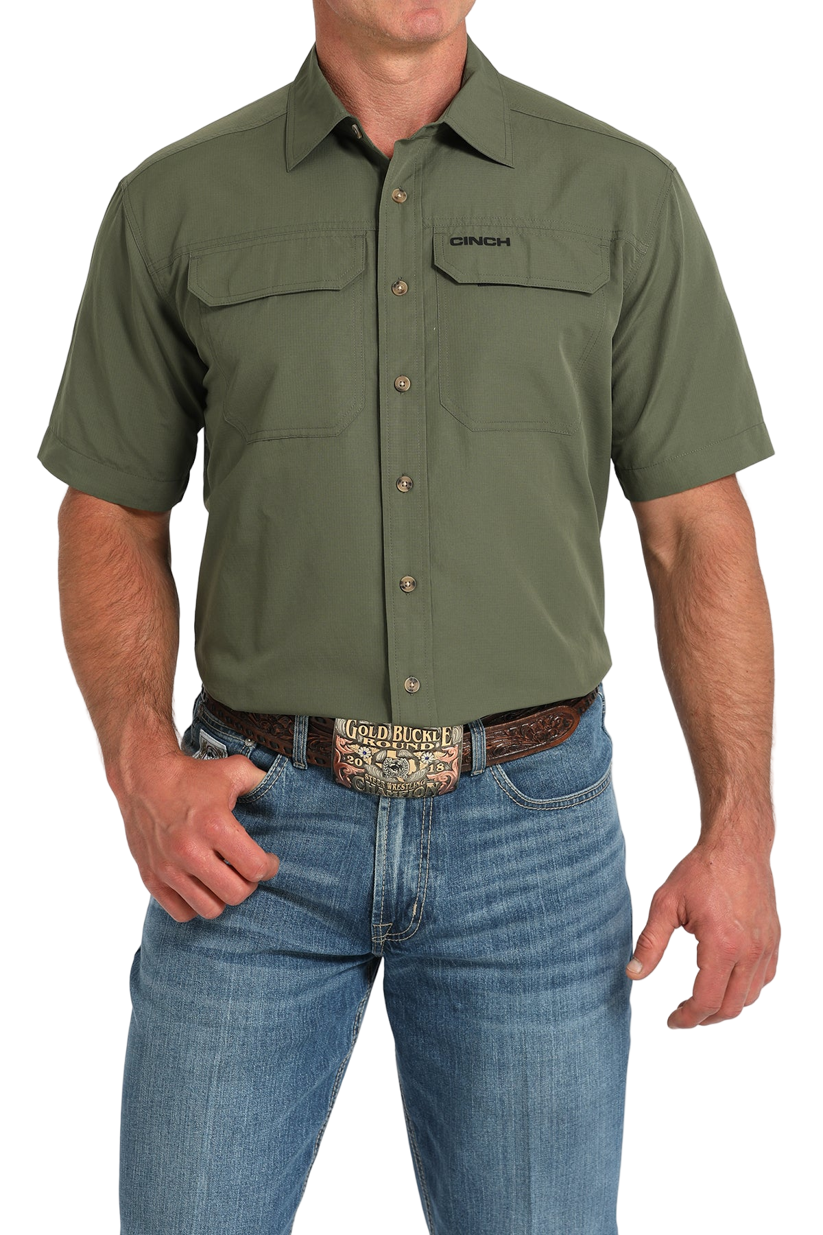 CINCH MEN'S ARENAFLEX SHIRT - OLIVE