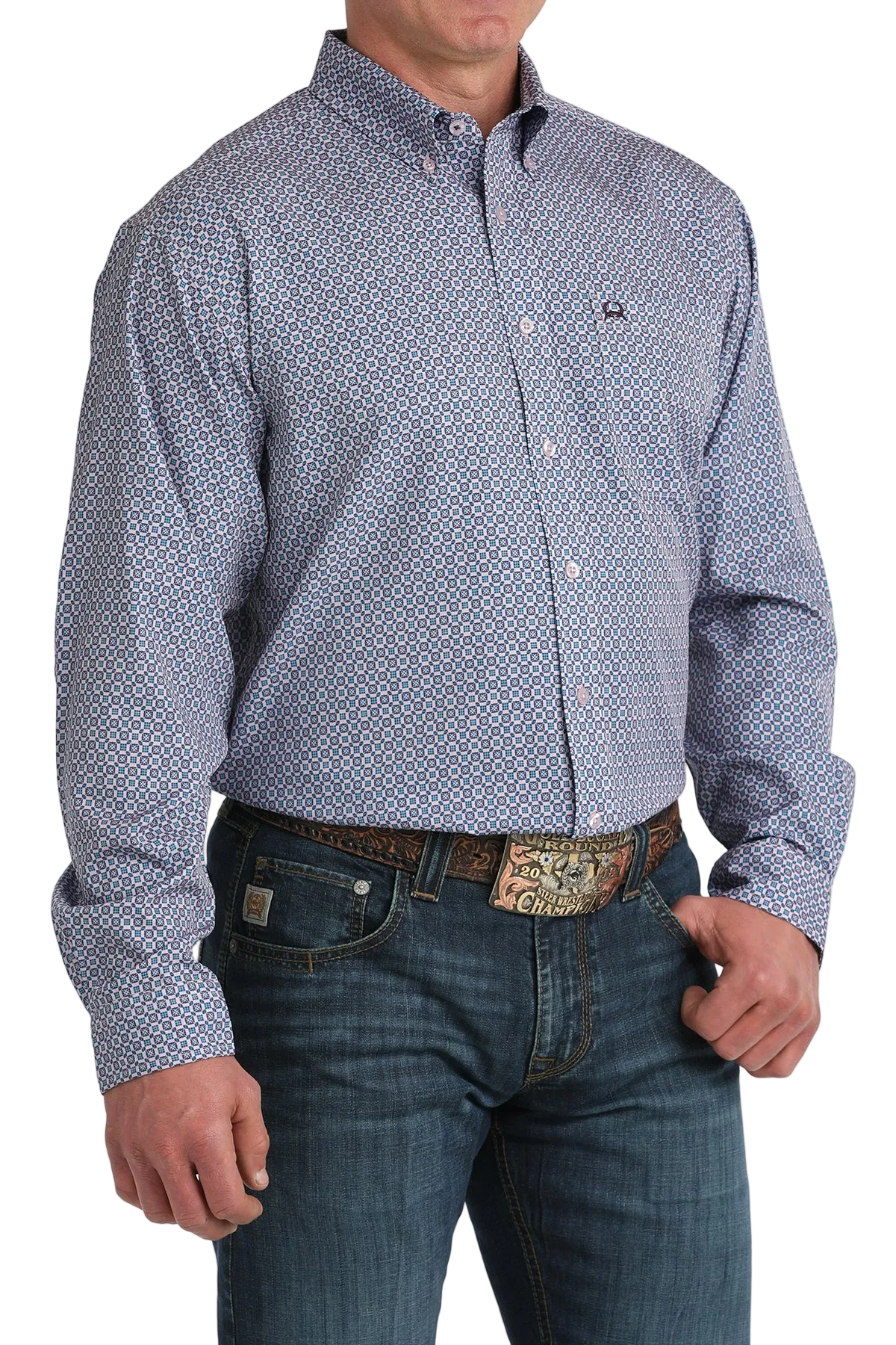 CINCH MENS LONG SLEEVE PRINT ARENAFLEX SHIRT - PURPLE