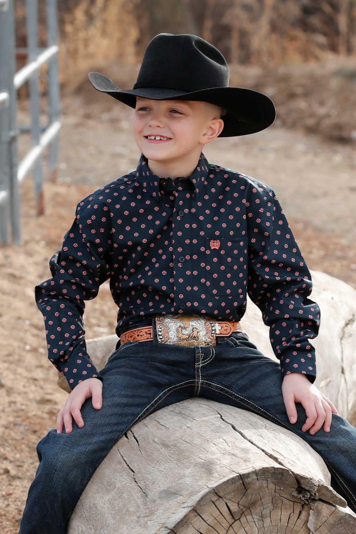 CINCH BOY'S PRINT SHIRT - BLUE**FINAL SALE**