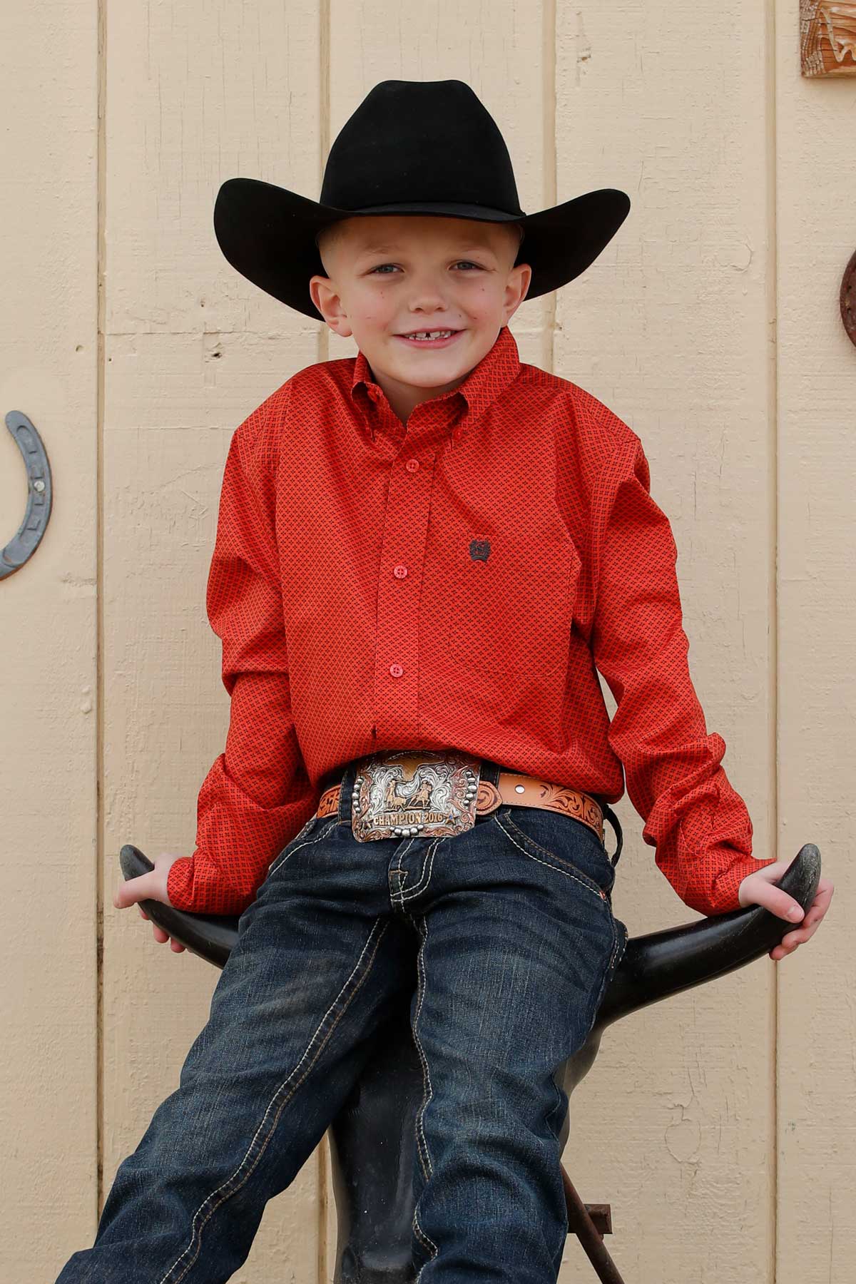 CINCH BOYS PRINT SHIRT - RED