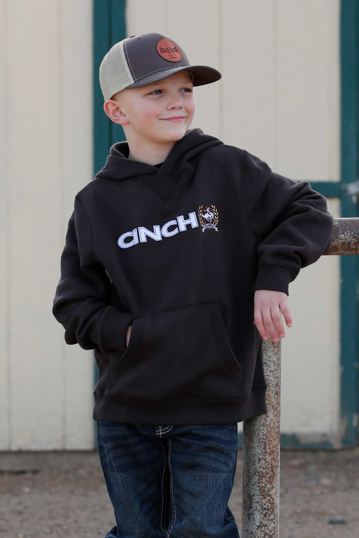 CINCH BOYS PULLOVER HOODIE - BROWN