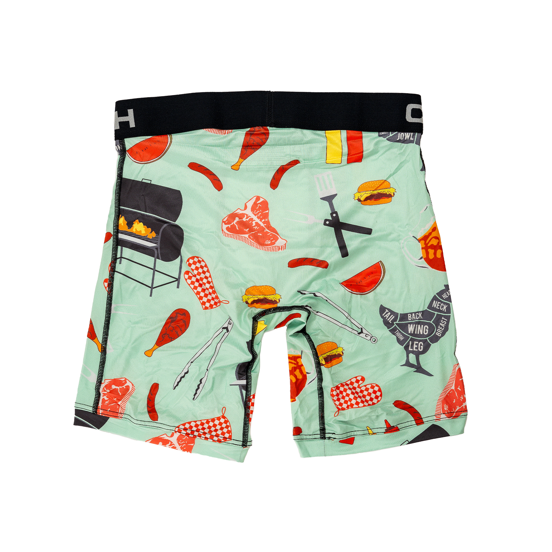 Back view of men's Cinch underwear with a black waistband, featuring an all-over 'BBQing' pattern