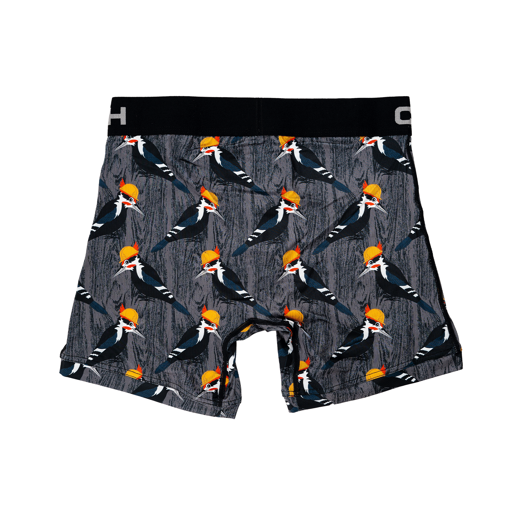 Back view of men's Cinch underwear with a black waistband, featuring an all-over 'woodpecker' pattern