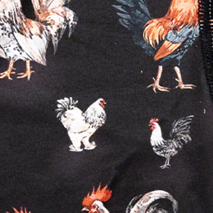 Close-up of men's Cinch underwear  featuring an all-over 'rooster' pattern on a black background