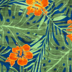 Close-up of men's Cinch tropical underwear with a pattern featuring Hawaiian flowers and leaves